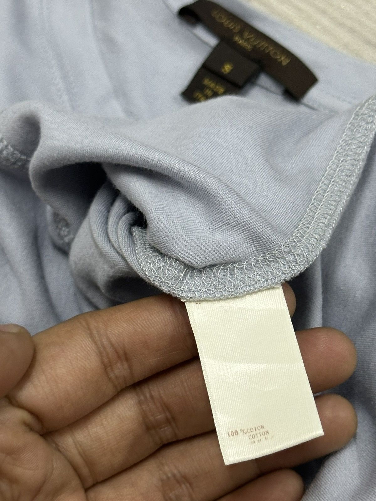 Louis Vuitton Louis Vuitton Cut & Sewn Collar Eyelet Tee (Light Blue) Size S / US 4 / IT 40 - 10 Thumbnail