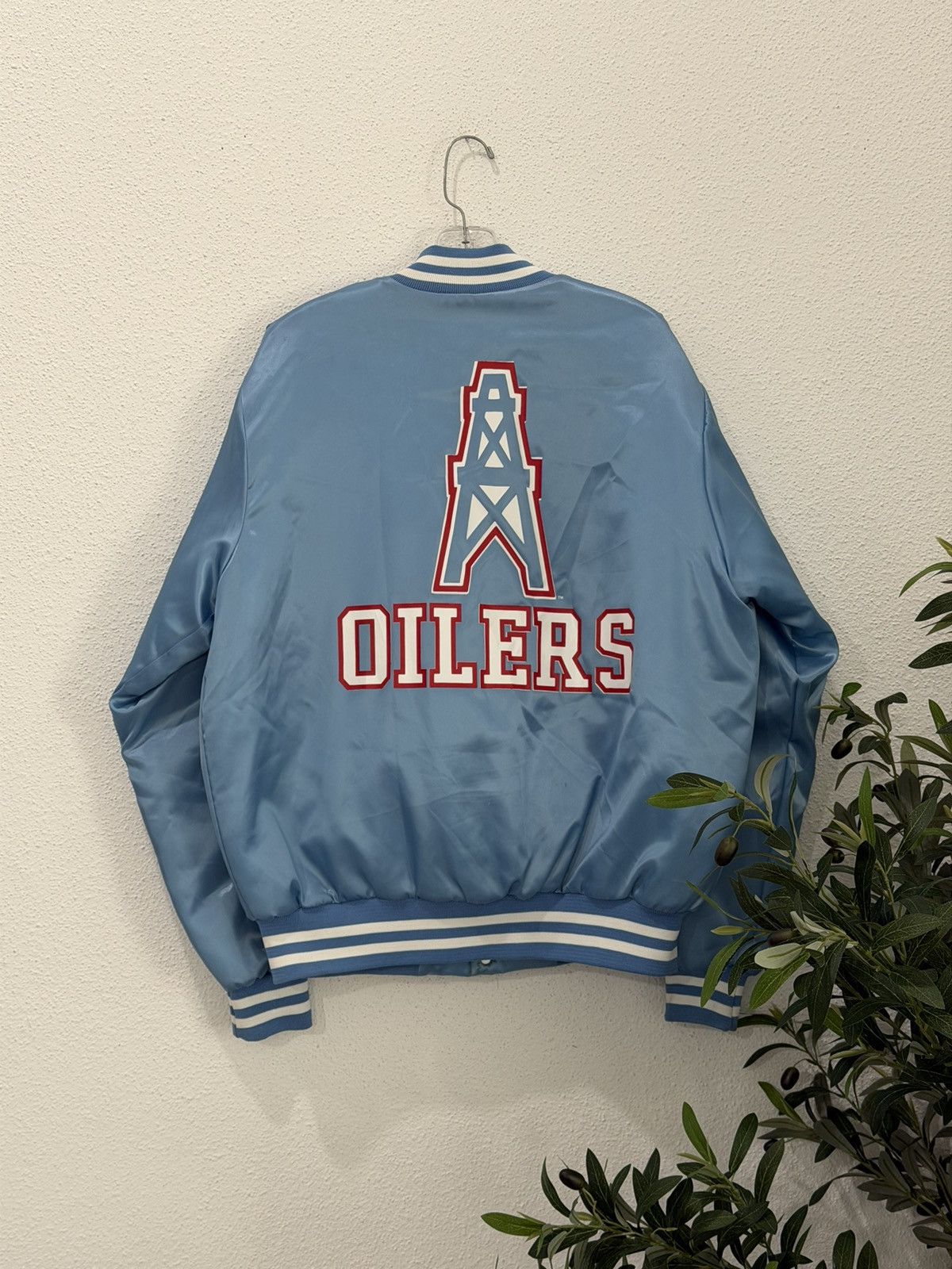 NFL Vintage 80s Houston Oilers Satin Bomber Jacket Locker Line L Size US L / EU 52-54 / 3 - 1 Thumbnail