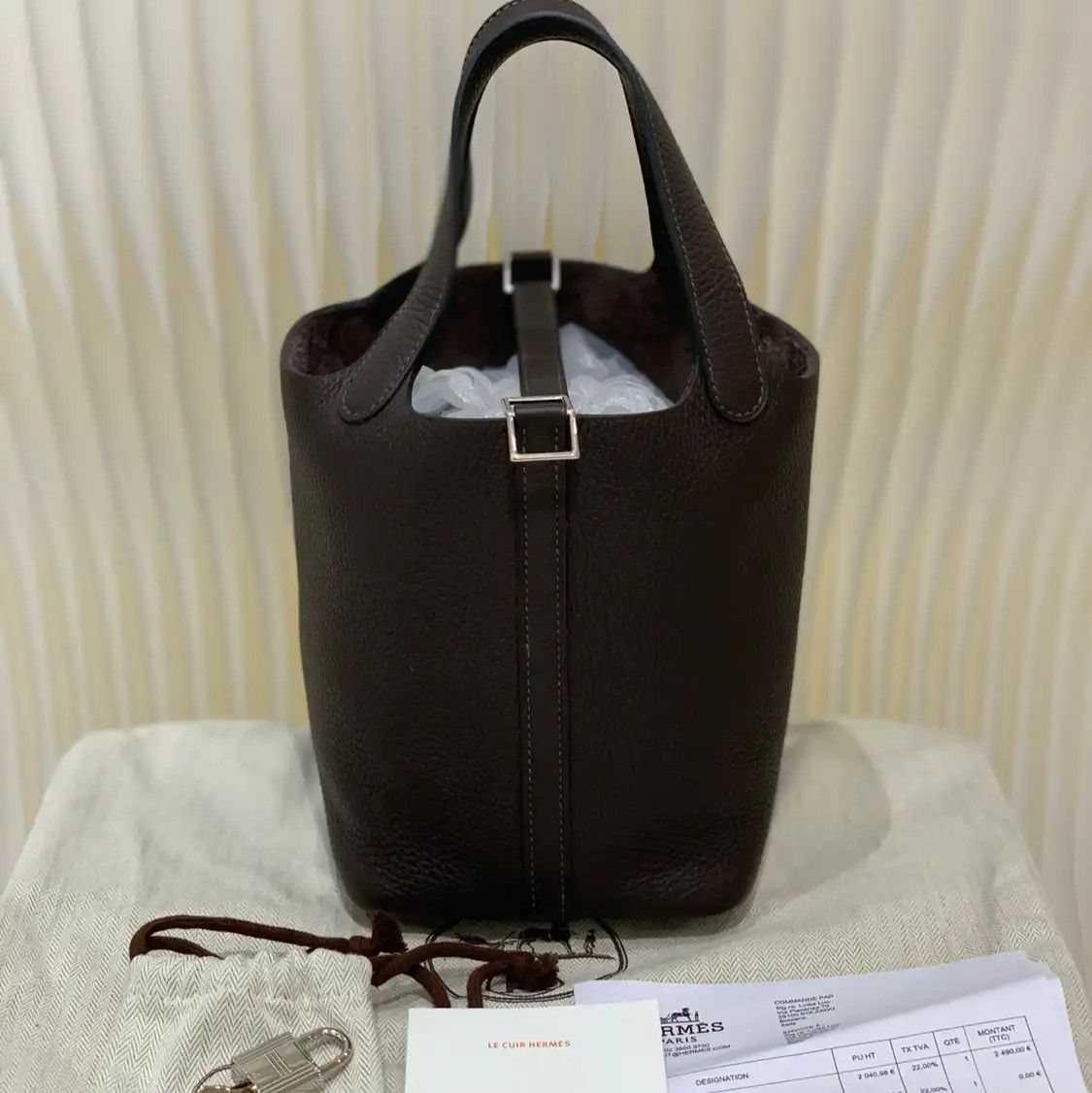 Hermes Hermes Picotin Lock 18 ebonycowhide leather handbag silver hardware B Size ONE SIZE - 1 Thumbnail