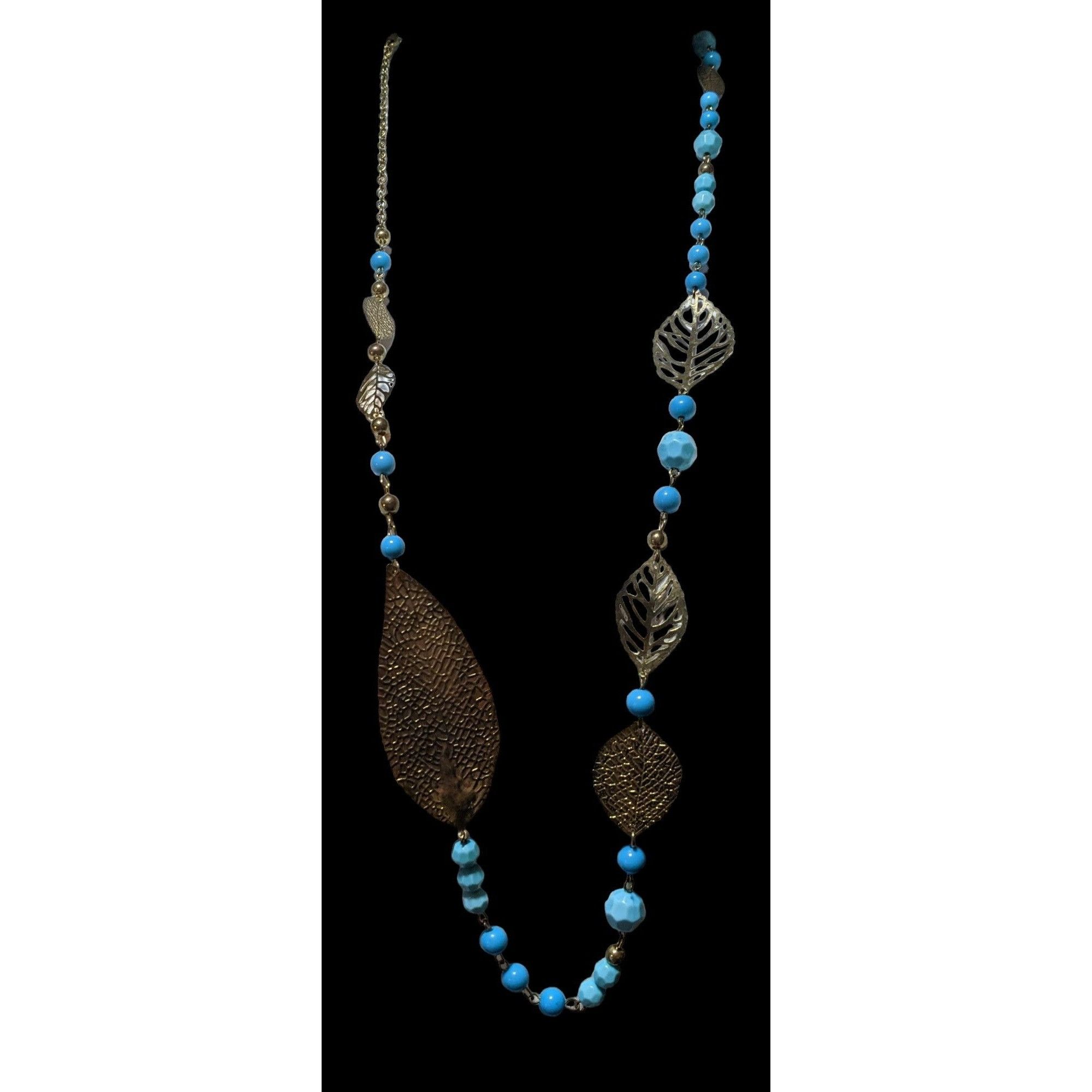 Other Blue And Gold Bohemian Beaded Feather Necklace Size ONE SIZE - 2 Thumbnail