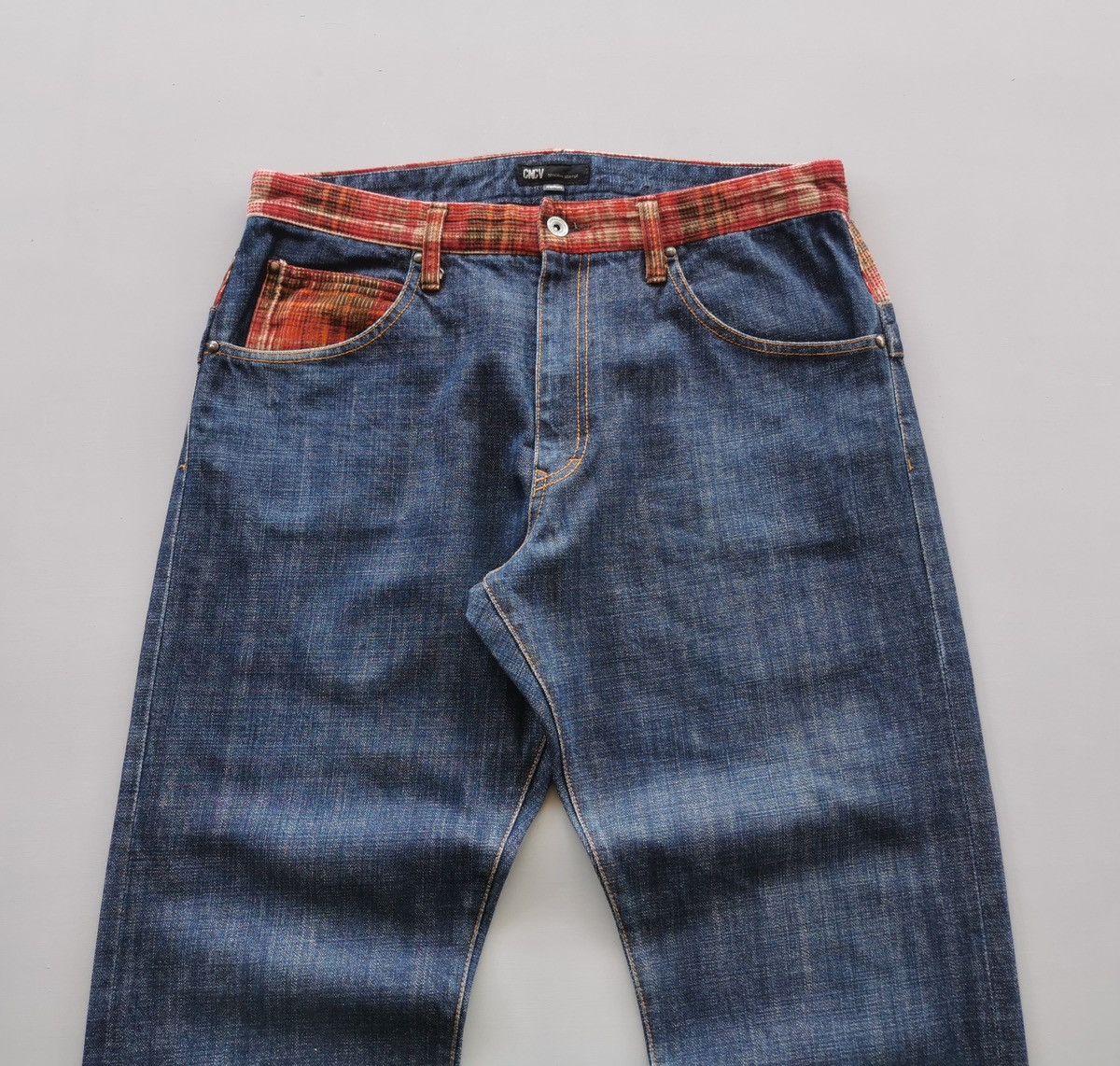 14th Addiction Concave Attempt Double Back Waist Tartan Denim Jeans Size US 33 - 5 Thumbnail