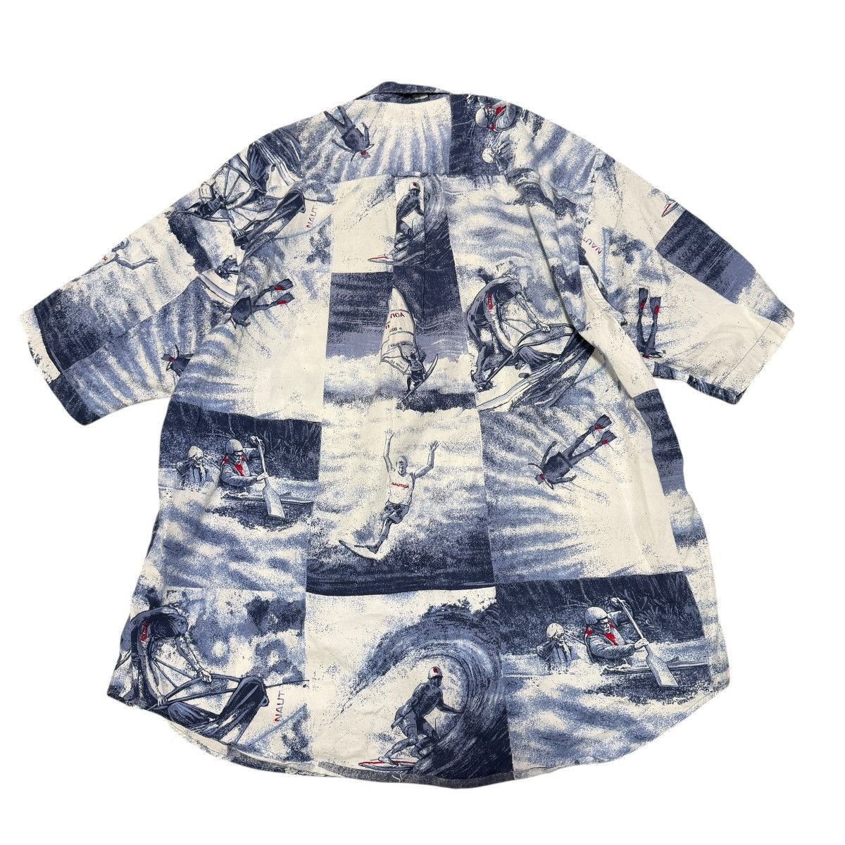 Nautica Vintage Nautica Blue White Print Short Sleeve Button Up Size US L / EU 52-54 / 3 - 2 Thumbnail