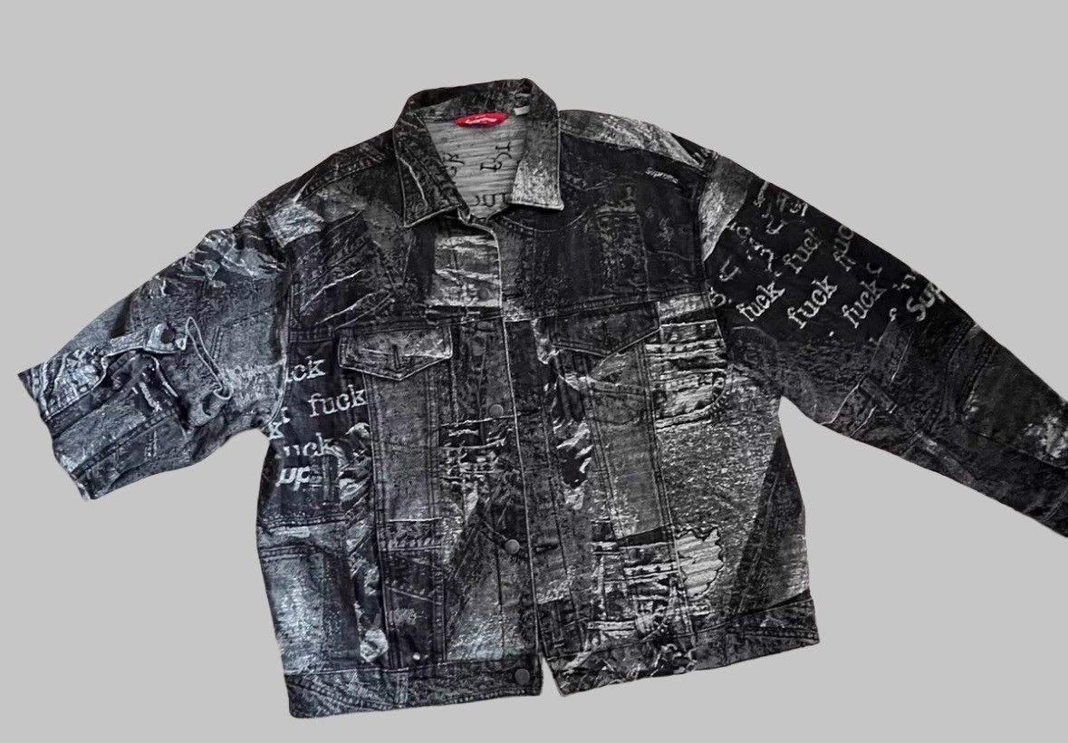 Supreme Supreme Archive Denim Jacquard Trucker Jacket Black XL Size US XL / EU 56 / 4 - 1 Thumbnail