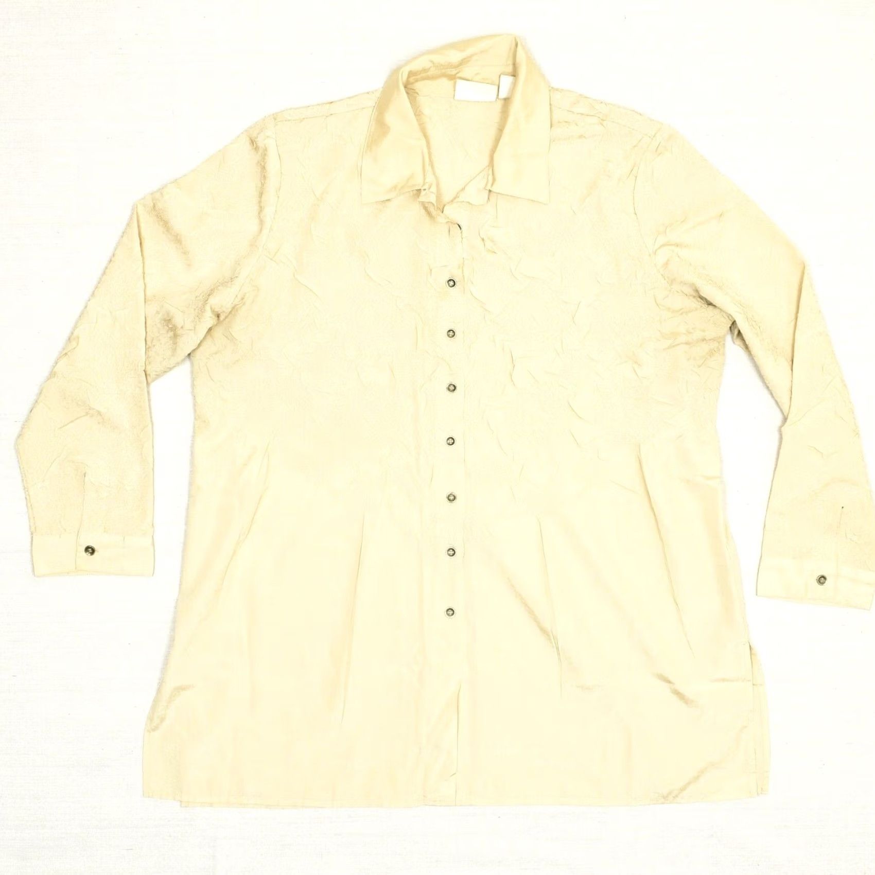 Vintage Chico's Gold Button-Up Long Sleeve Top Women 3 Regular Polyester Collared Blouse Shirt Size XS / US 0-2 / IT 36-38 - 2 Thumbnail