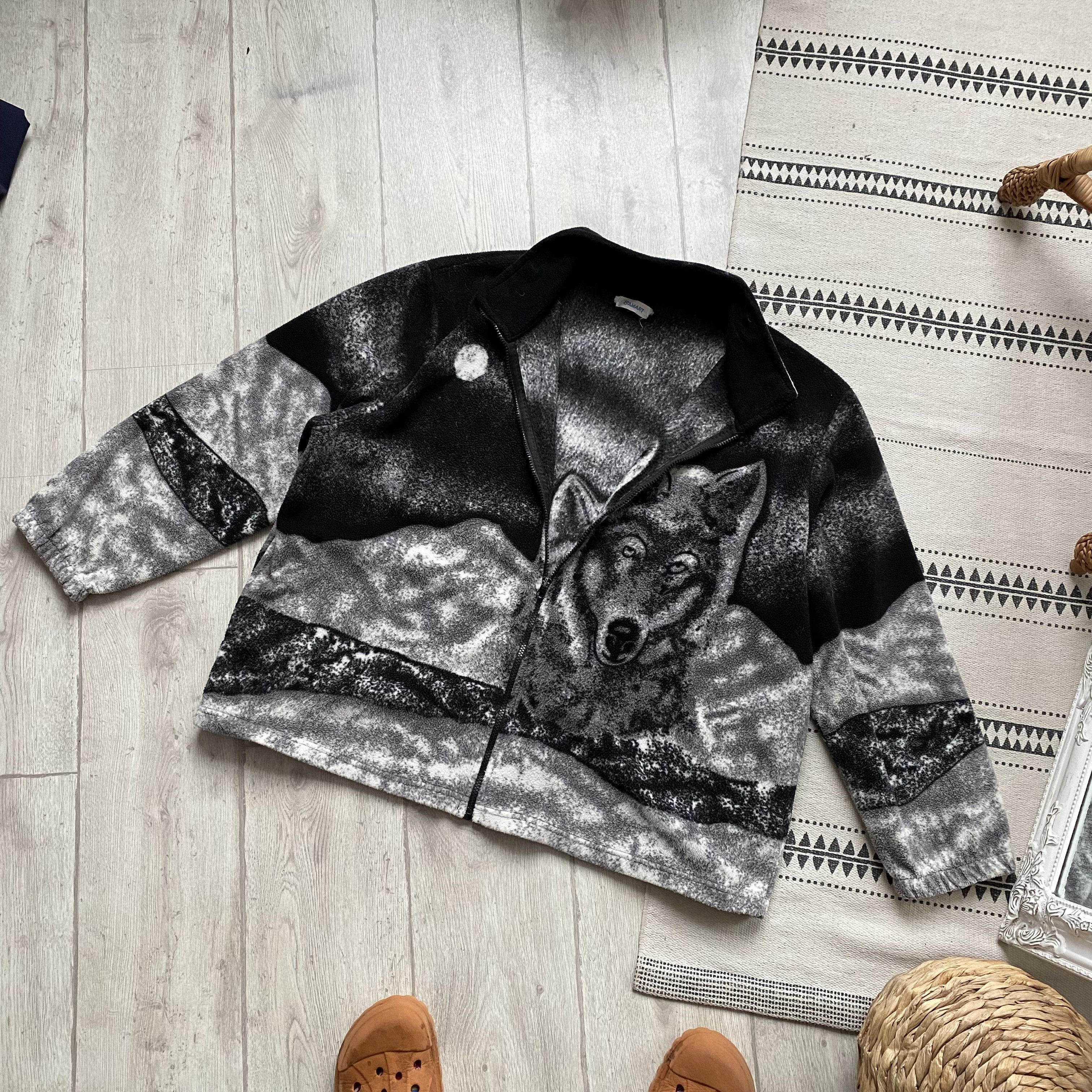 The North Face 🔥90s Vintage Wolf Animal Nature Fleece Light Jacket Zip Size US XL / EU 56 / 4 - 8 Thumbnail