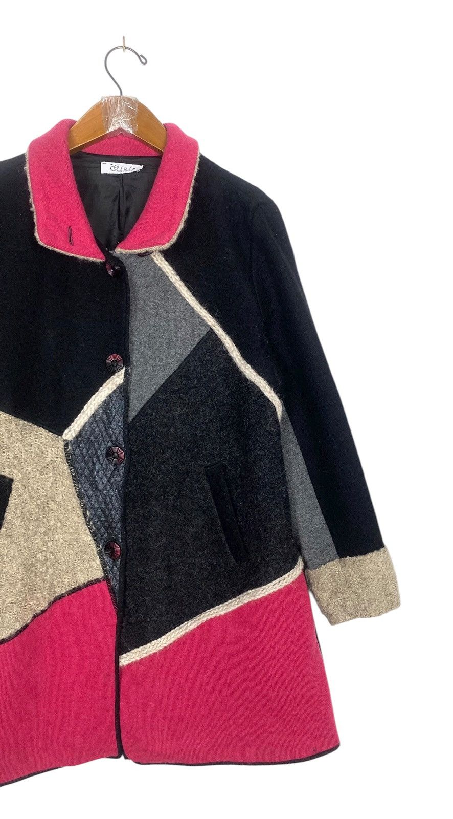 Vintage Rare‼️Mr. Giuln Patchwork Wool Coat Made in Italy Size M / US 6-8 / IT 42-44 - 3 Thumbnail