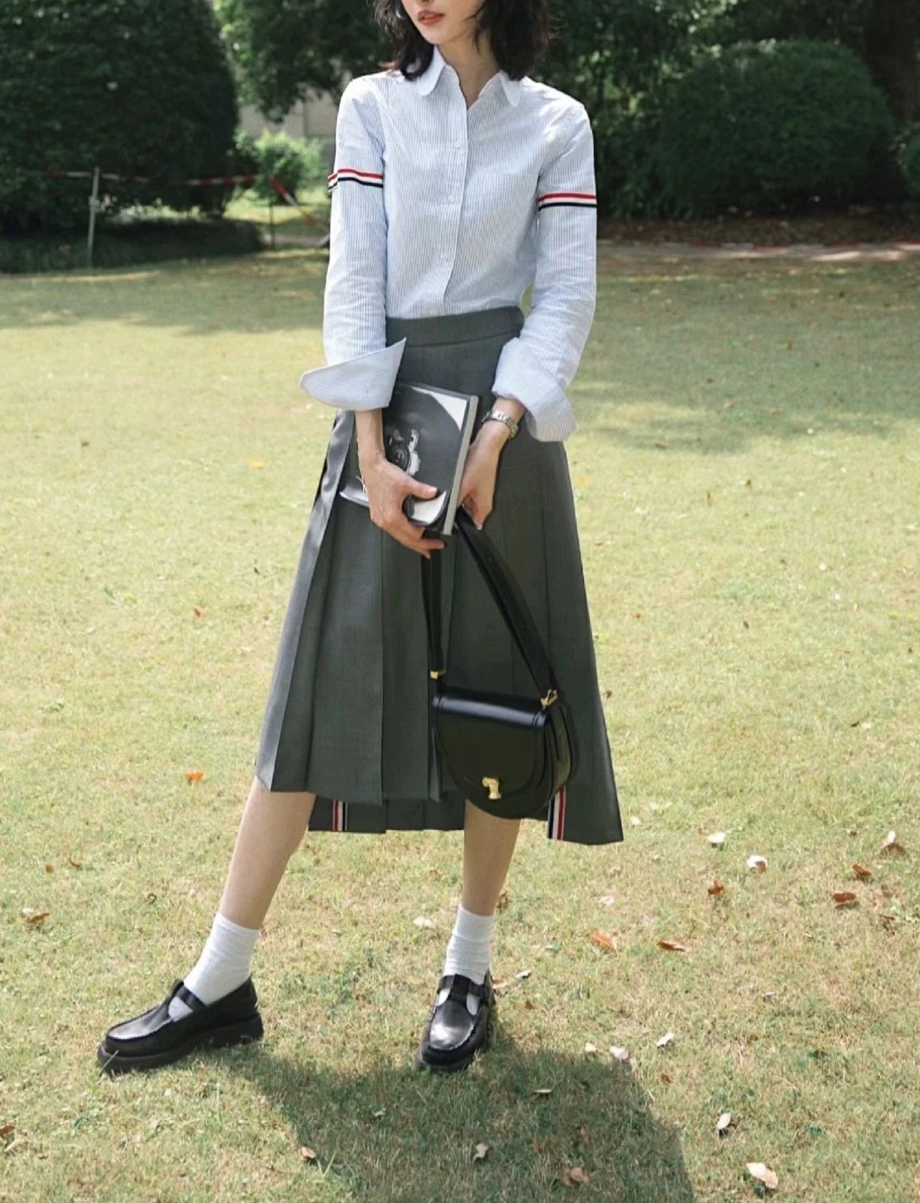 Thom Browne Thom Browne Long Pleated Skirt Mid Gray Women's 40 Size 27" / US 4 / IT 40 - 8 Thumbnail