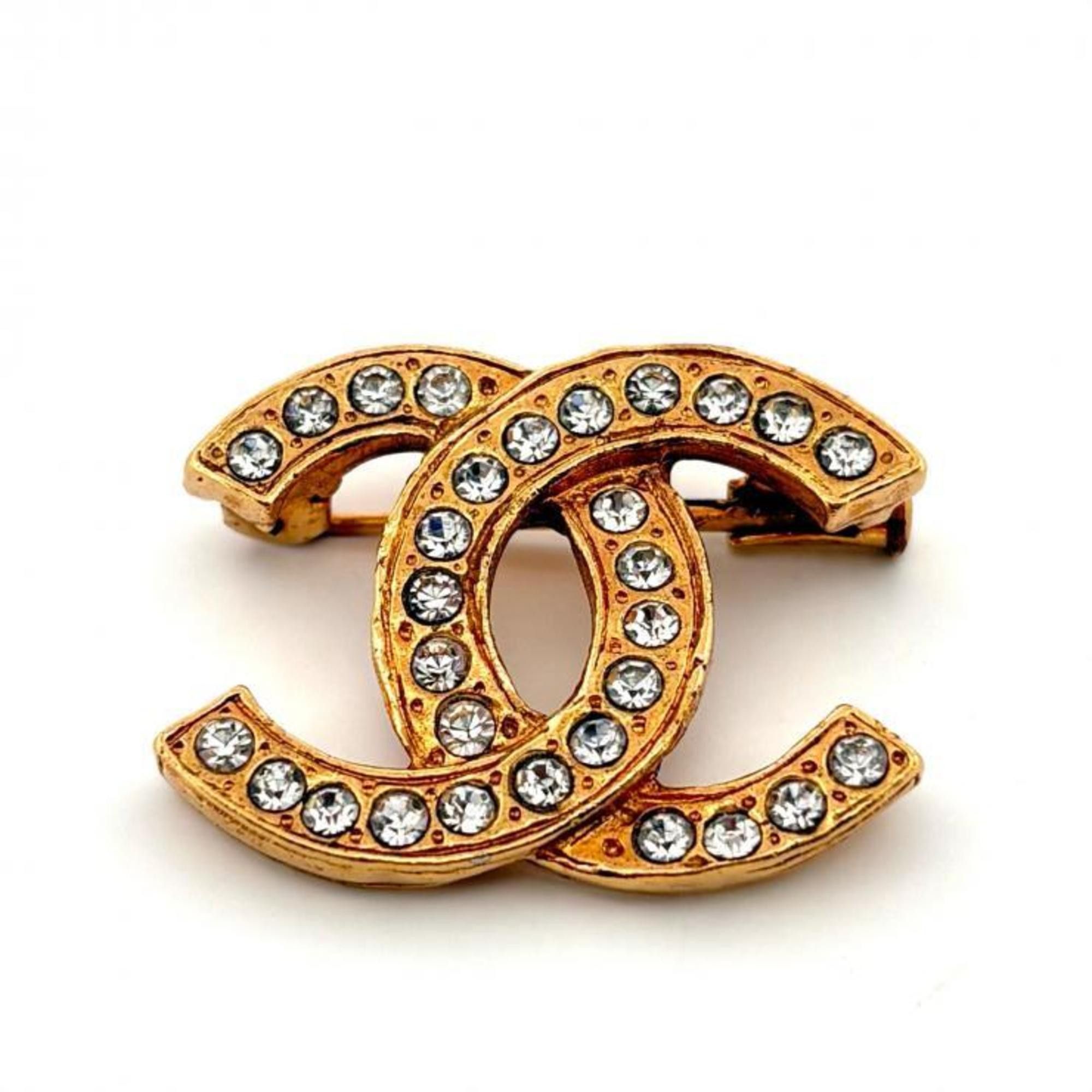 Chanel CHANEL Coco Mark GP Gold Rhinestone Brooch Chanel Size ONE SIZE - 1 Thumbnail