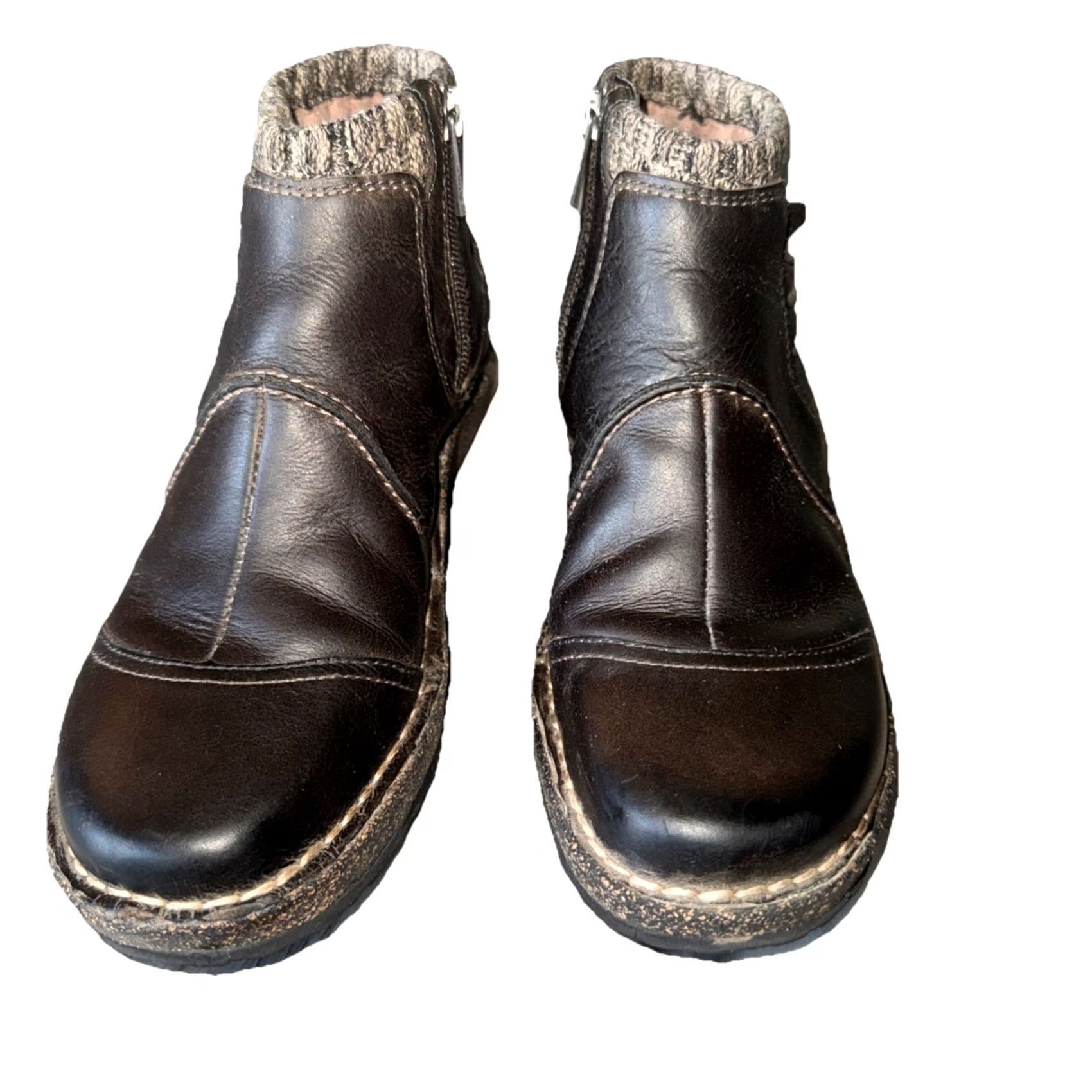 Aetrex Aetrex Tessa Boots Women’s US 7 EU 37 Brown Leather Ankle Zip Boho Wedge Heel Size US 7 / IT 37 - 2 Thumbnail