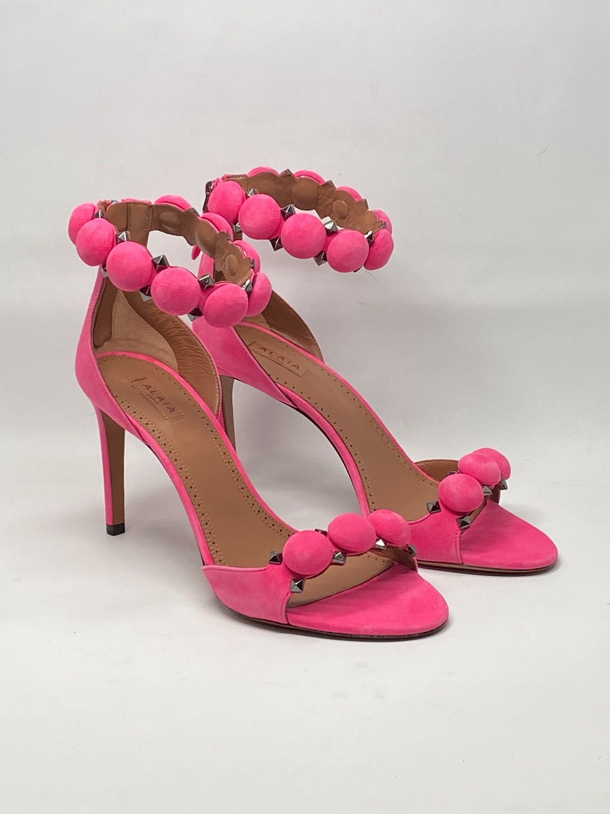 Alaia Alaia Bombe 90 Studded Suede Leather Sandals size 38.5 Size US 8.5 / IT 38.5 - 5 Thumbnail
