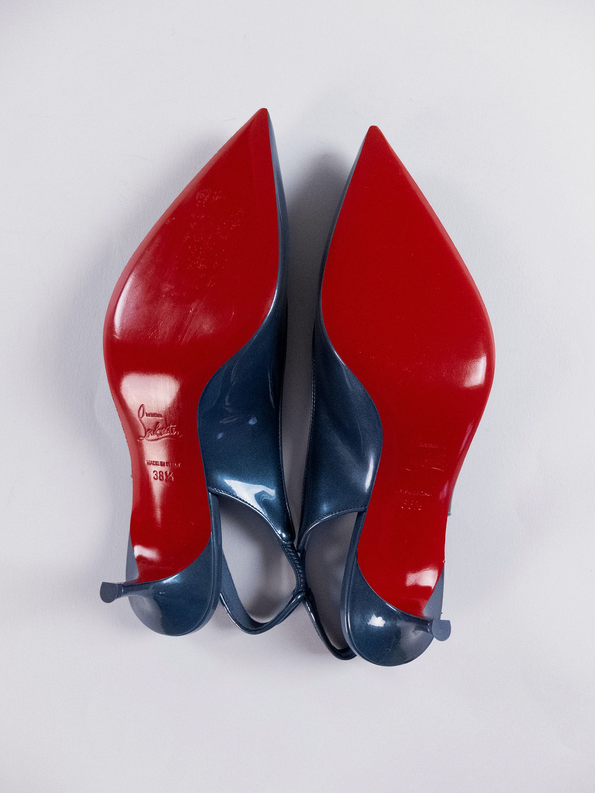 Christian Louboutin CHRISTIAN LOUBOUTIN Kate Sporty 55 blue patent leather pumps Size US 8.5 / IT 38.5 - 9 Thumbnail
