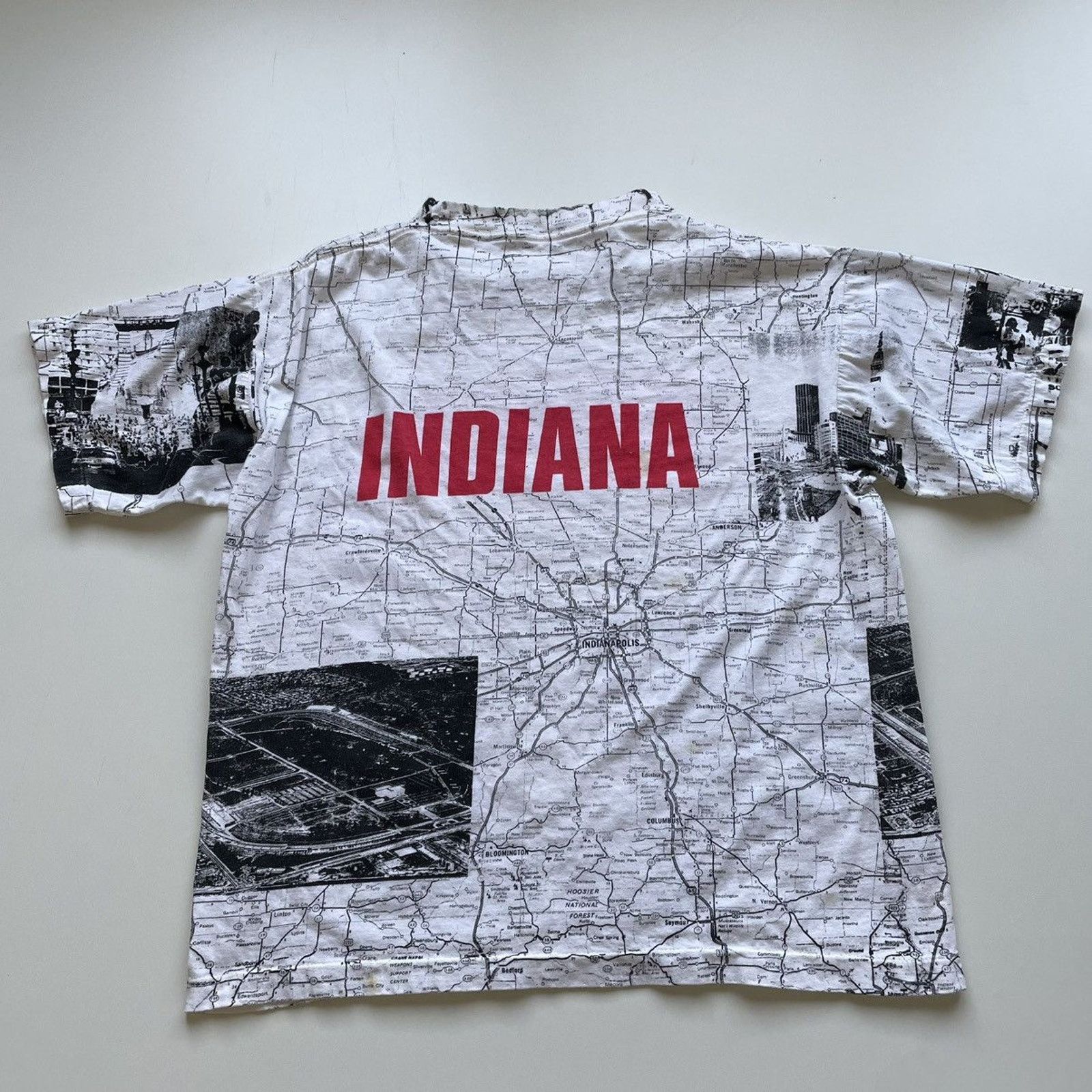 Vintage Vintage 90s Indiana AOP Art Map T Shirt XL Made In USA Rare Size US M / EU 48-50 / 2 - 3 Thumbnail