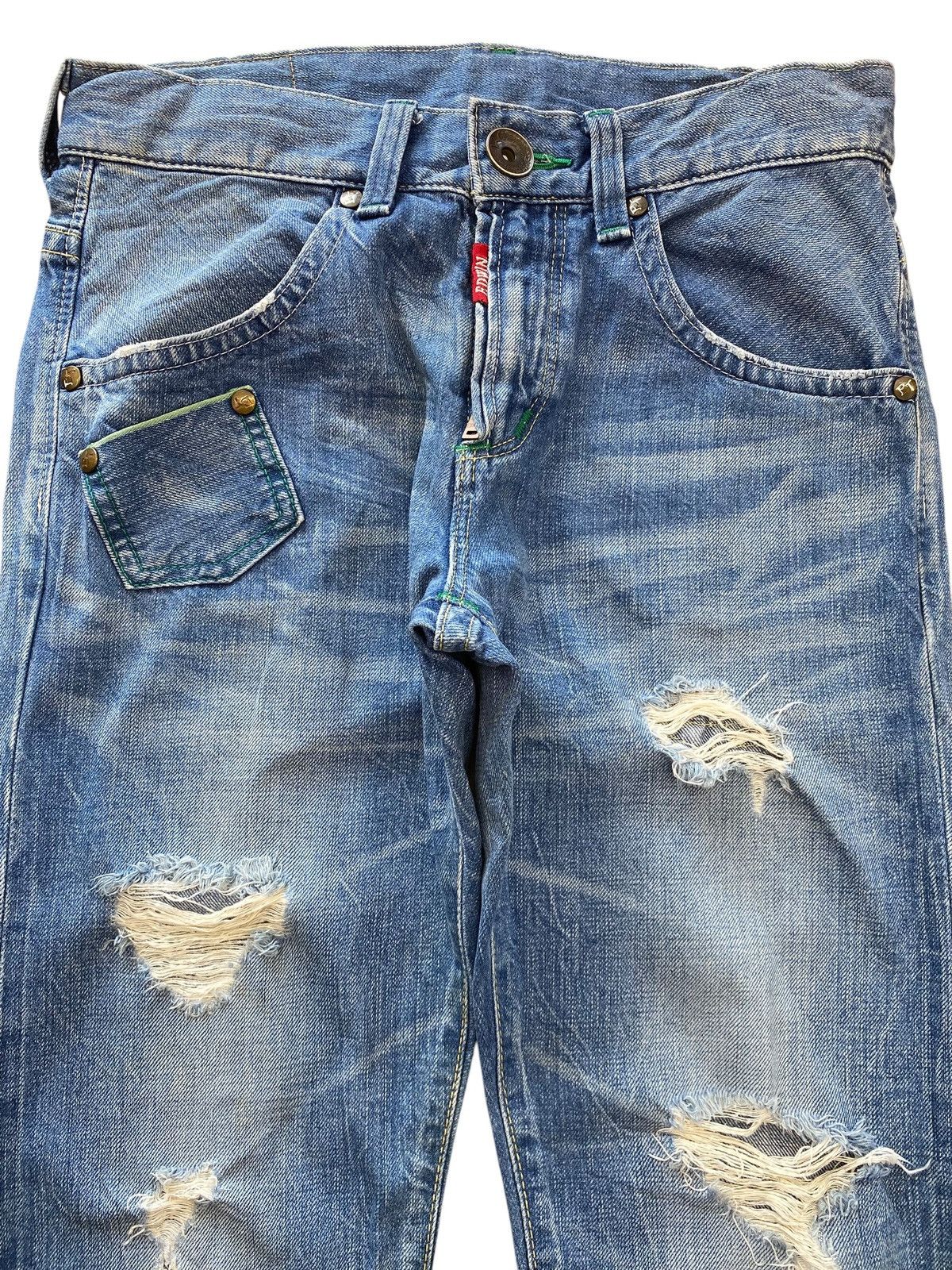 Edwin Edwin Blue Wash Ripped Style Straight Leg Jeans Size US 32 / EU 48 - 2 Thumbnail