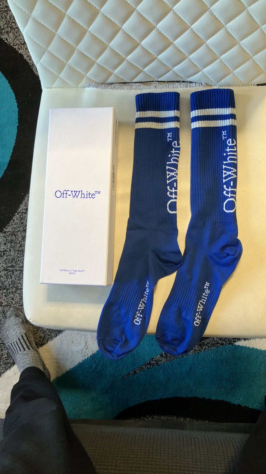 Off-White *New in box* blue striped long socks Size ONE SIZE - 1 Thumbnail
