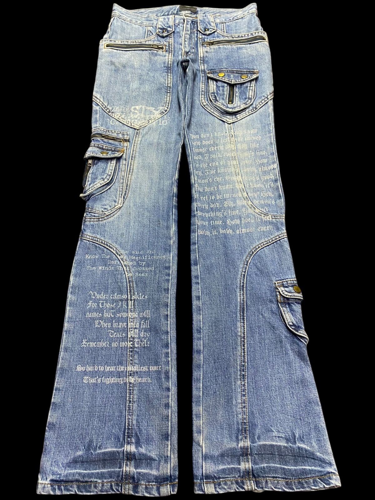 If Six Was Nine W33 🔥 Japanese Brand Evolution Multi Pocket Flare Jeans Size US 30 / EU 46 - 1 Thumbnail