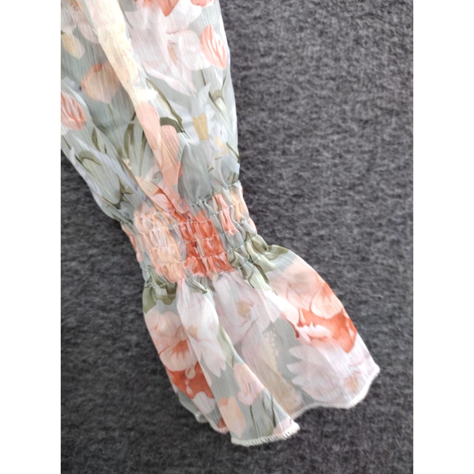 Vintage Lady Romper Mini Dress Floral Printed Puff Sleeve Jumpsuit Size S Size S / US 4 / IT 40 - 7 Thumbnail