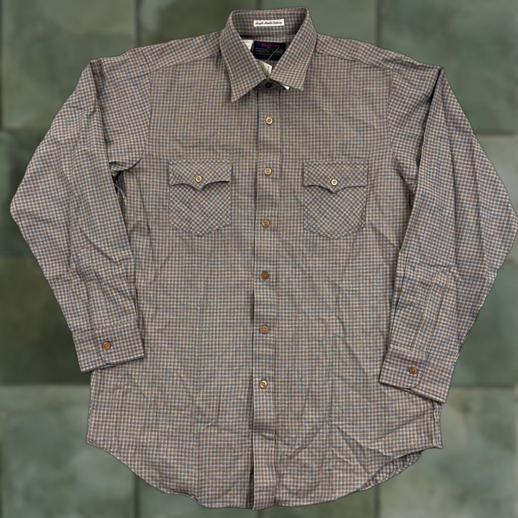 Vintage VINTAGE Country Touch Shirt Men Large Plaid Button Up Flannel Pocket Beige Cotton 80s 90s Bohemian Western NWT Size US L / EU 52-54 / 3 - 1 Thumbnail