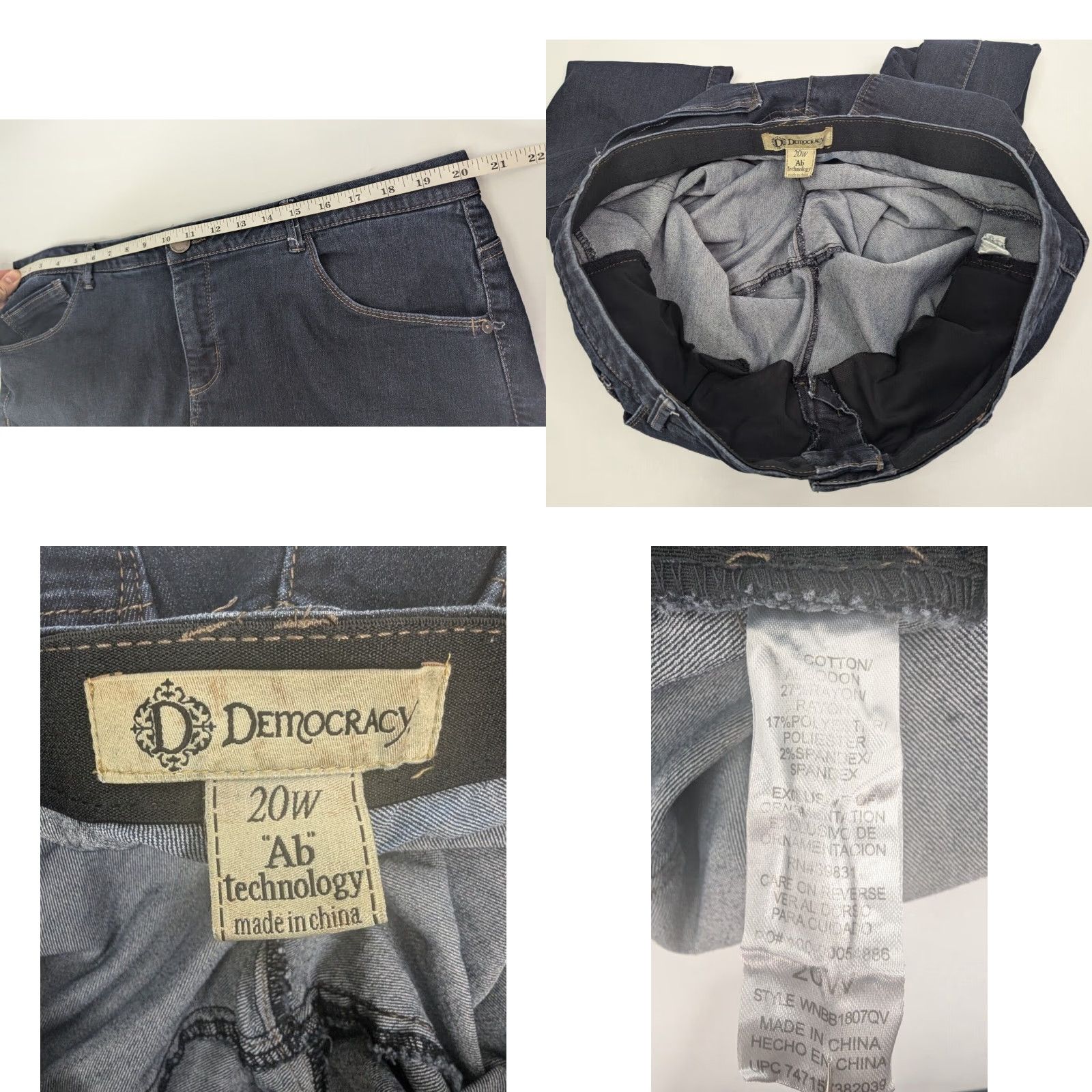 Vintage Democracy Jeans Women's 20W Blue Denim Skinny Ankle Crop High Rise Plus Size Size 42" / US 20 - 8 Thumbnail