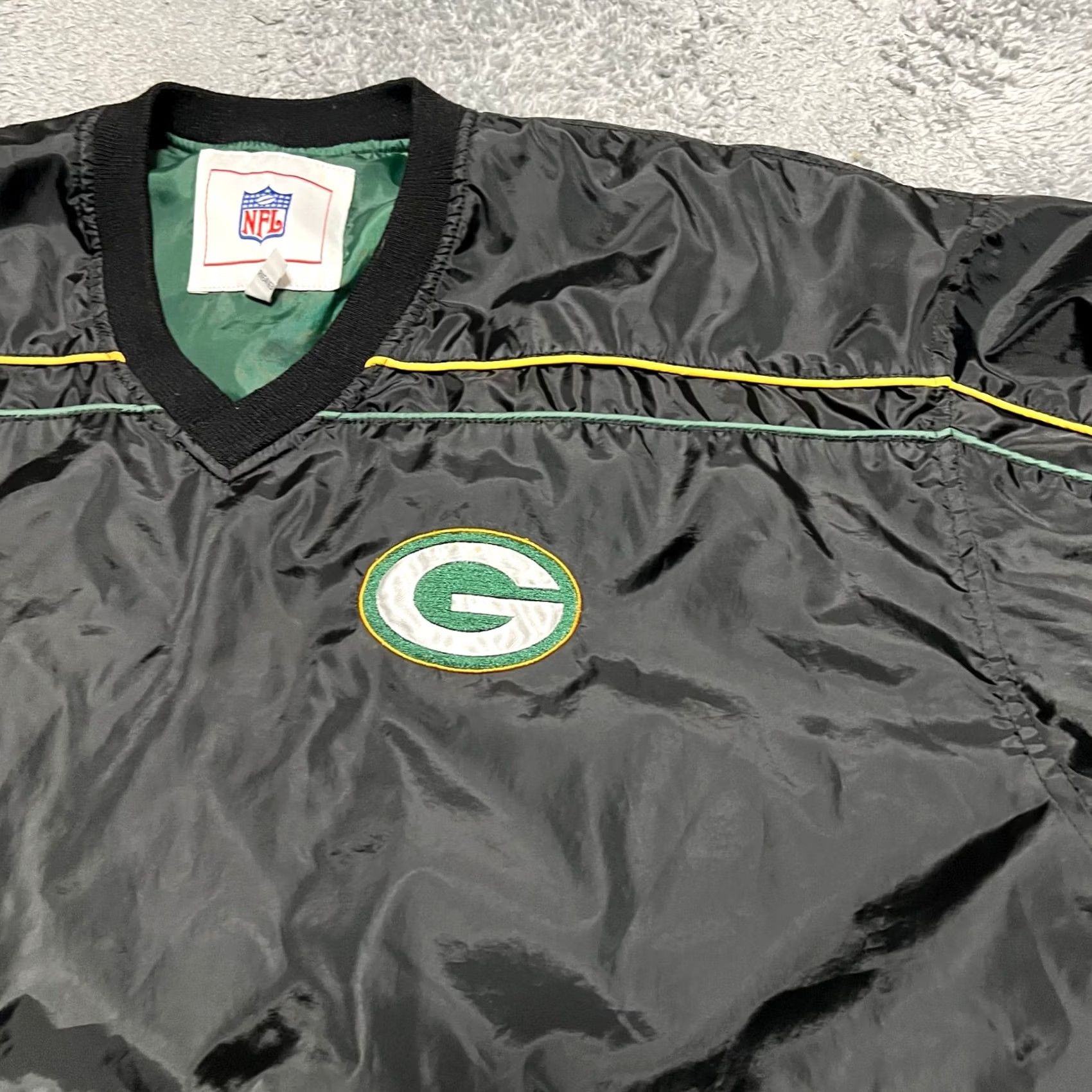 NFL VINTAGE? No. Final: Green Bay Packers NFL Jacket Windbreaker Mens Large Black Lightweight Jacket Size US L / EU 52-54 / 3 - 2 Thumbnail
