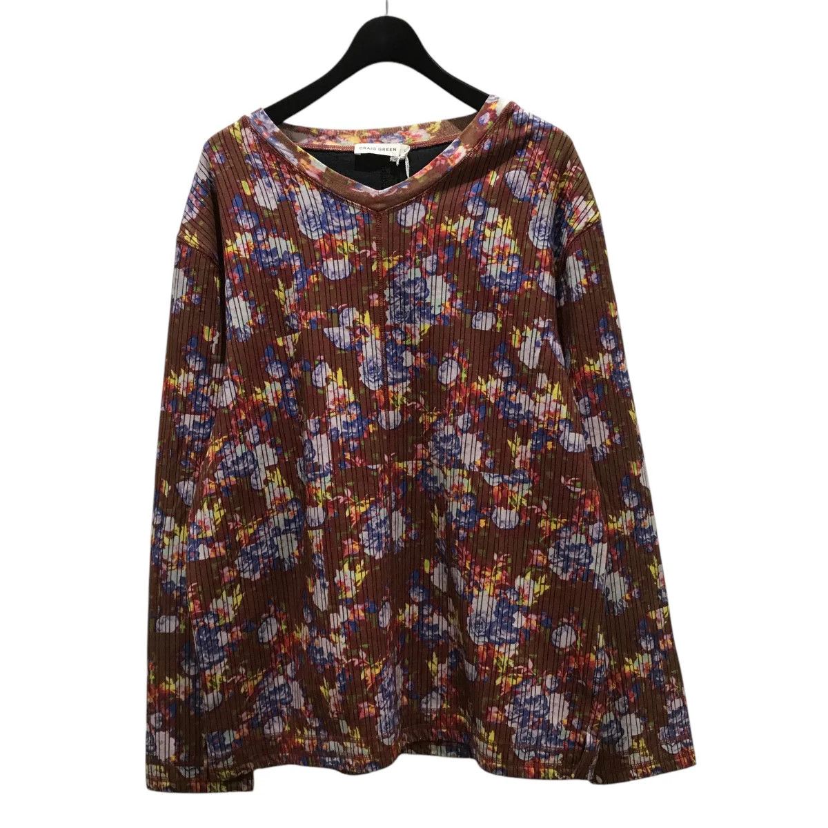 Allover Floral V Neck Long Sleeve Tee