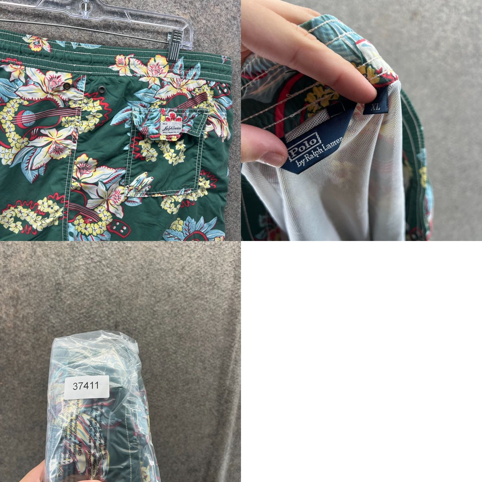 Polo Ralph Lauren VINTAGE Polo Ralph Lauren Swim Shorts Men XL Green Floral Drawstring Beach 80s 90s Womens Mens Ladies? Size US XL / EU 56 / 4 - 8 Thumbnail