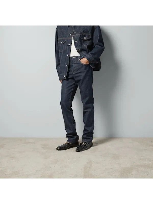 Gucci o1loc1c0226 771462 Denim Pant With GG Embossed Detail Blue Size US 29 - 2 Thumbnail