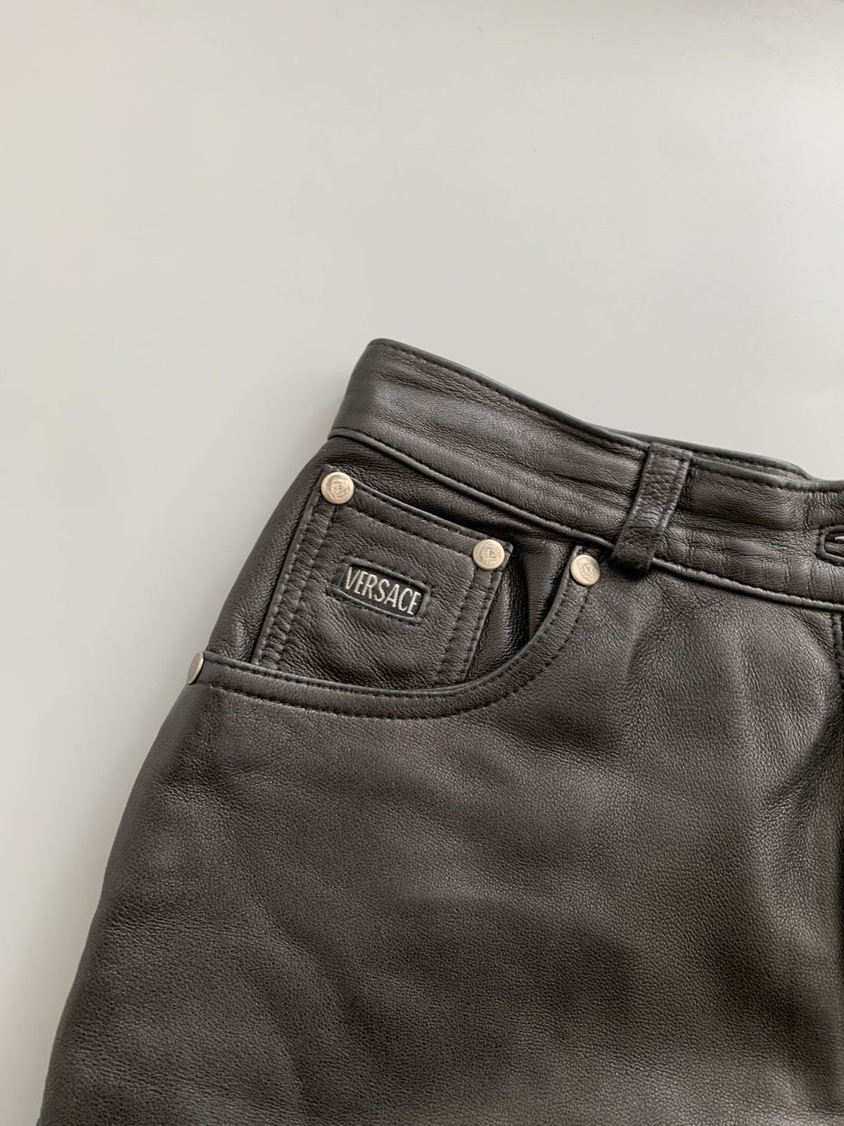 Versace Vintage Versace Leather Pants Y2K streetwear Size 27" / US 4 / IT 40 - 12 Thumbnail