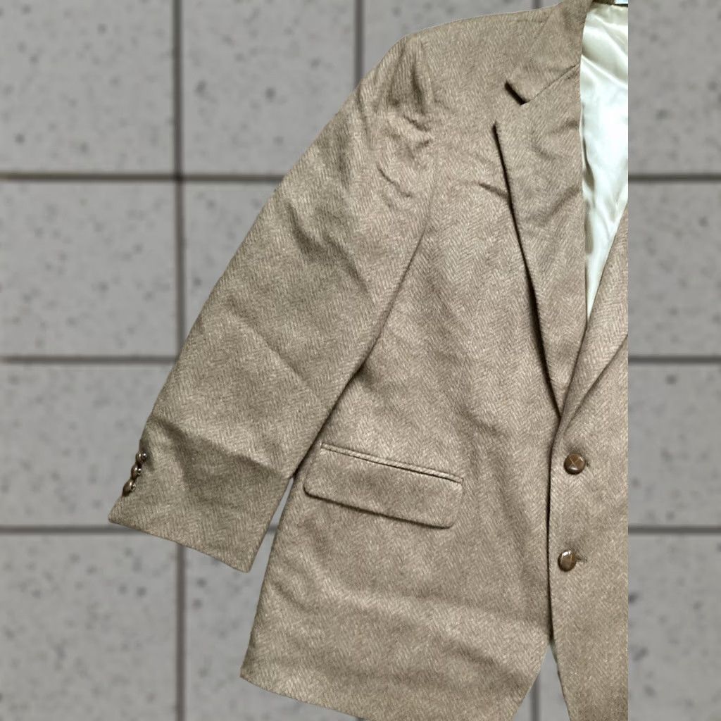 Camel Harwell’s Camel Hair Blazer Mens 44R Two Button Beige Jacket Herringbone Sport Coat Notch Lapel Regular Size: 44 Beige Camel Size 44R - 1 Thumbnail