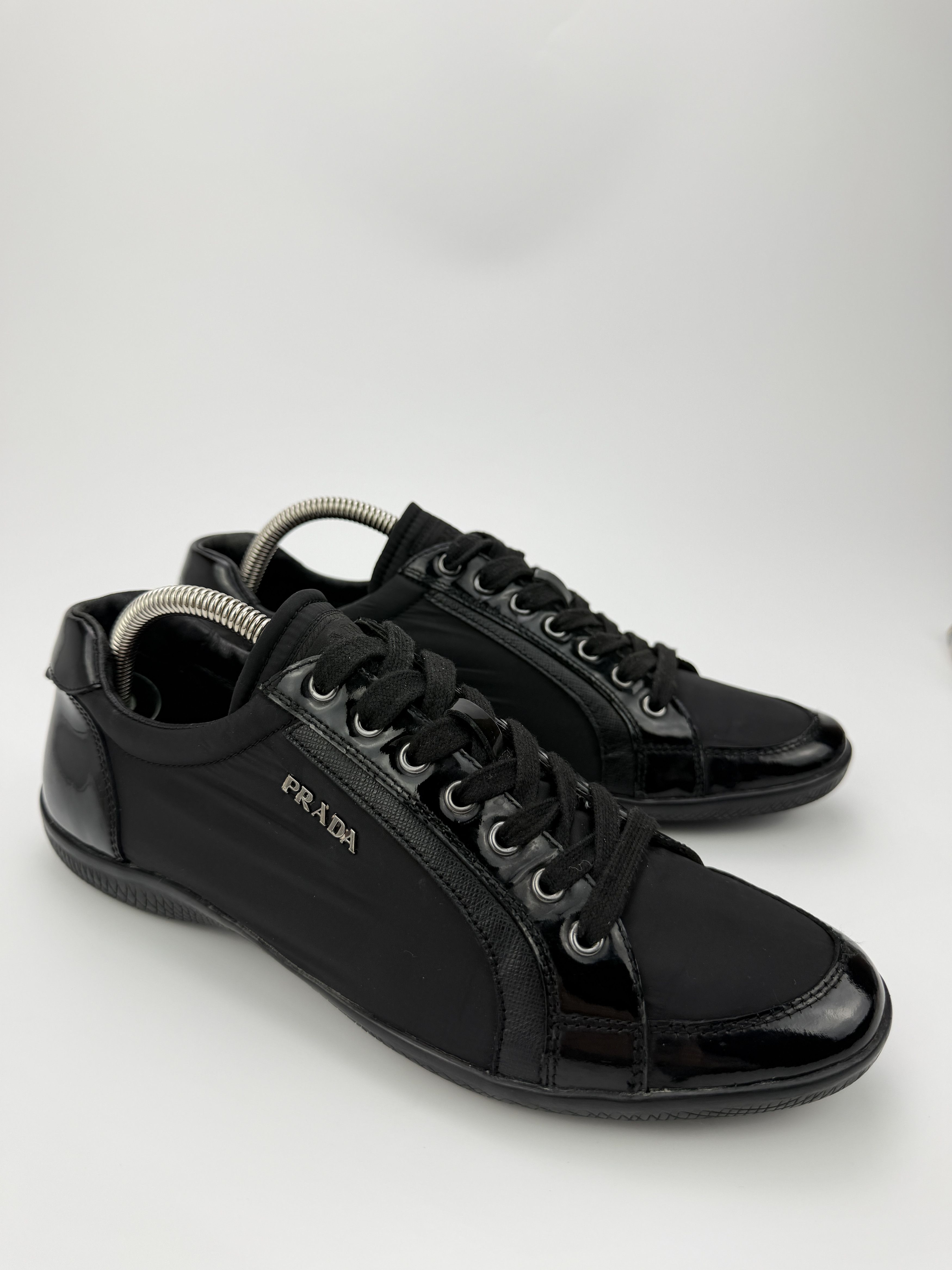 Prada Vintage Prada Black Leather Nylon Low Top Sneakers Size US 8 / EU 41 - 4 Thumbnail