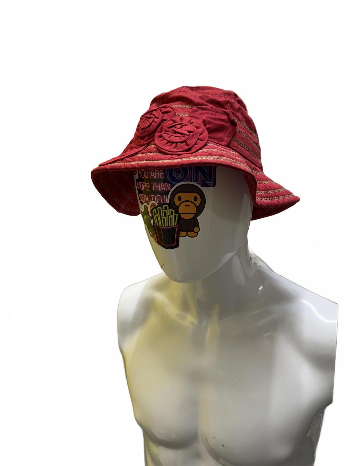 Designer Red Decorative Bucket Hat Size ONE SIZE - 4 Thumbnail