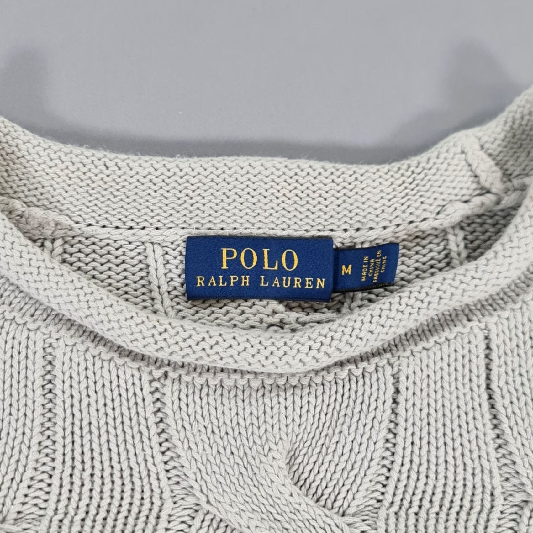 Polo Ralph Lauren Polo Ralph Lauren Jumper Womens Grey Medium Cable Knit Cotton Pullover Crew Neck Long Sleeve Size M / US 6-8 / IT 42-44 - 3 Thumbnail