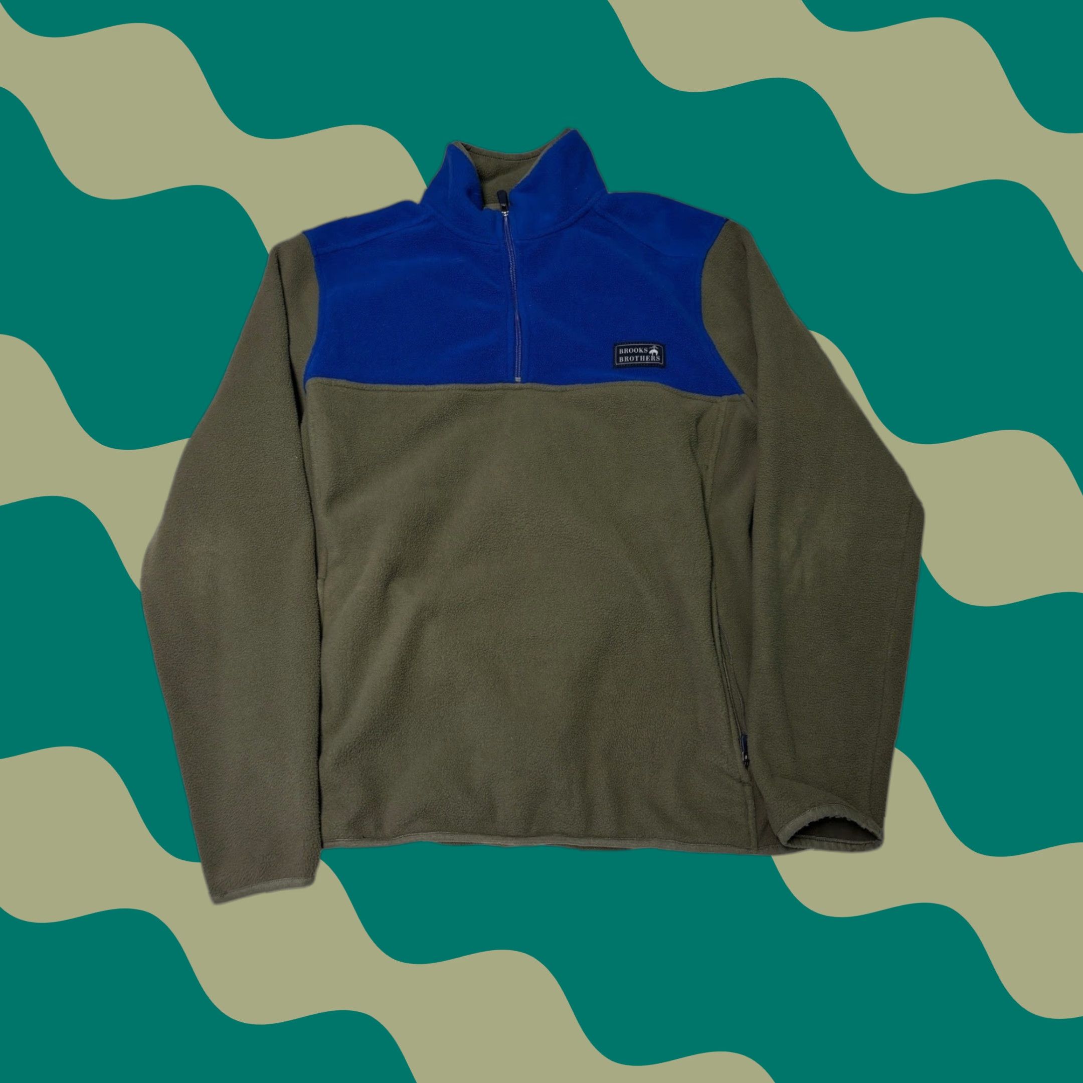 Brooks Brothers Brooks Brothers Men Fleece 1/4 Zip Pullover Khaki Blue Size L Casual Outdoor Shirt Pullover Mens Colorblock Size US L / EU 52-54 / 3 - 1 Thumbnail
