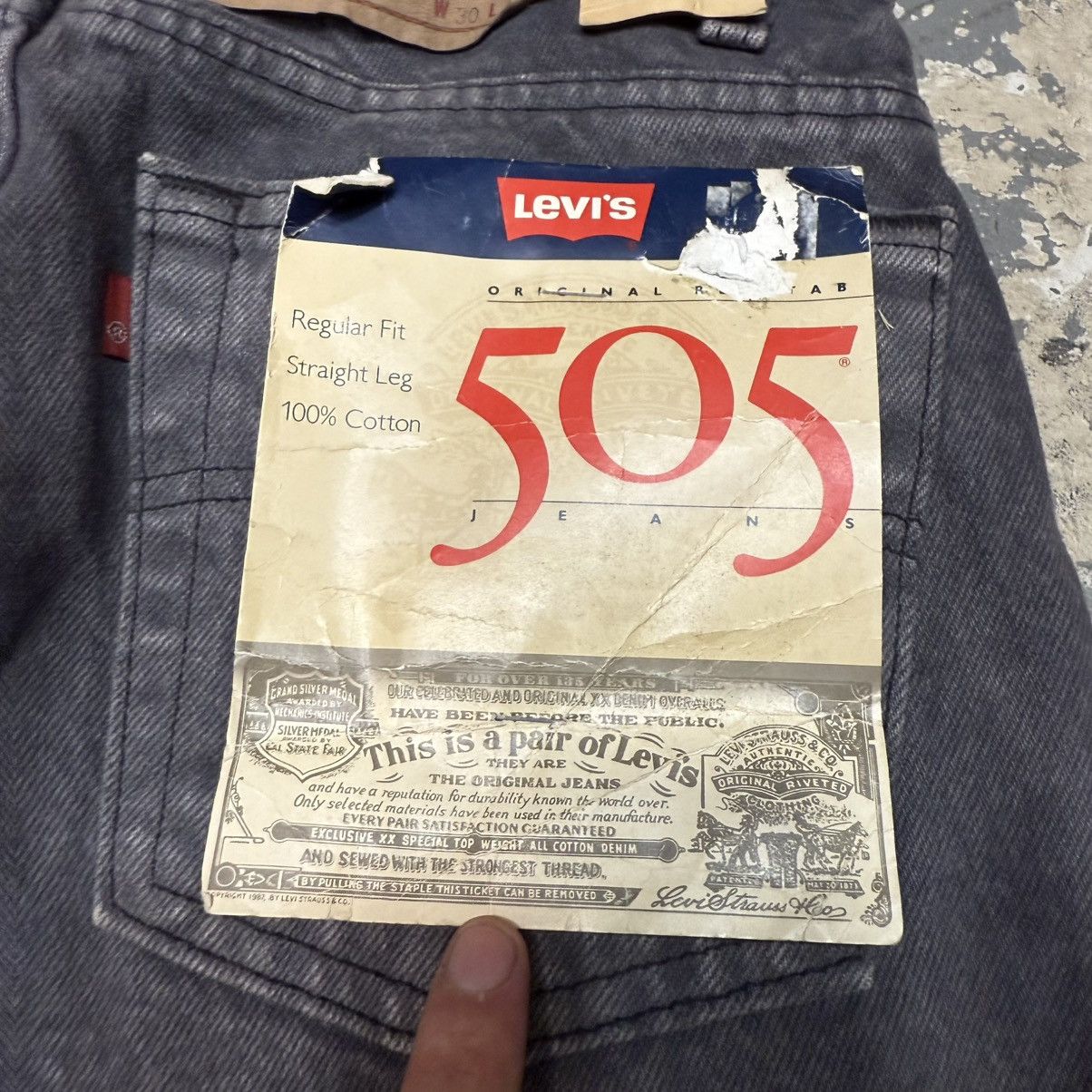 Levi's Vintage Levi’s 505 Black/Grey Denim Jeans USA NWT 90s Size US 29 - 6 Thumbnail