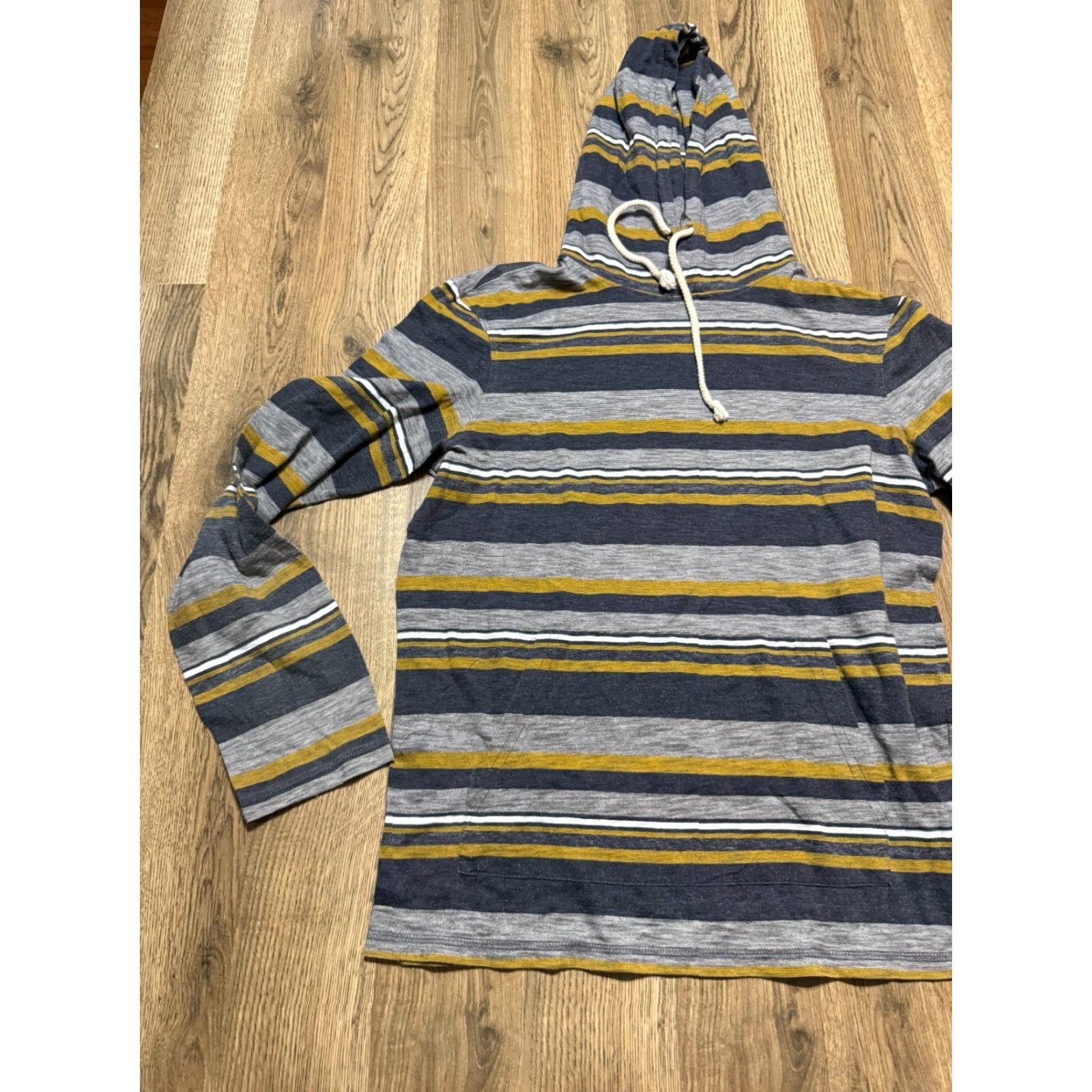 Vintage Urban Pipeline Shirt Men’s Small Blue Grey Yellow Striped Long Sleeve Hooded Size US S / EU 44-46 / 1 - 3 Thumbnail