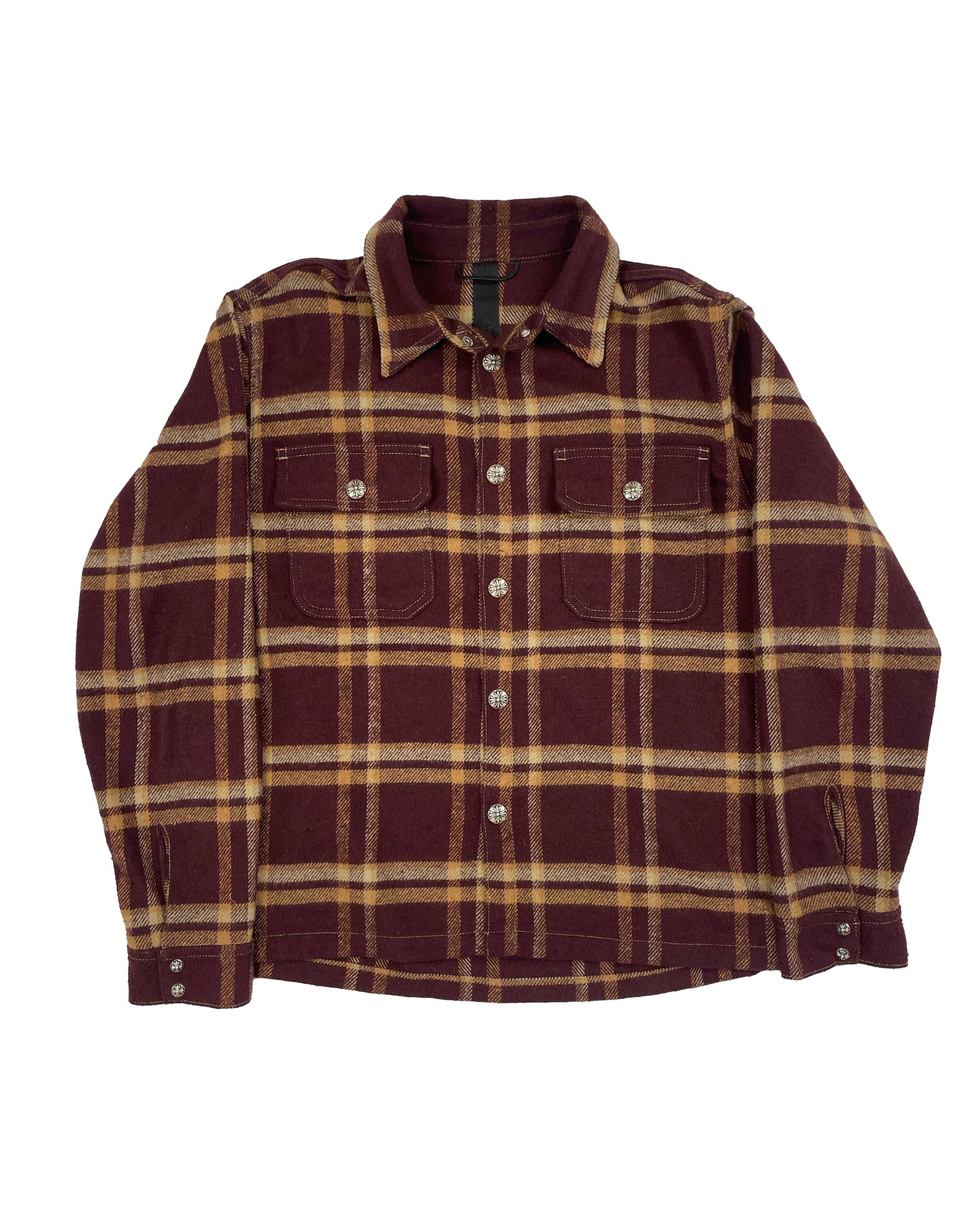 Chrome Hearts Merlot Wine Plaid Work Dog Flannel Shirt Grailed