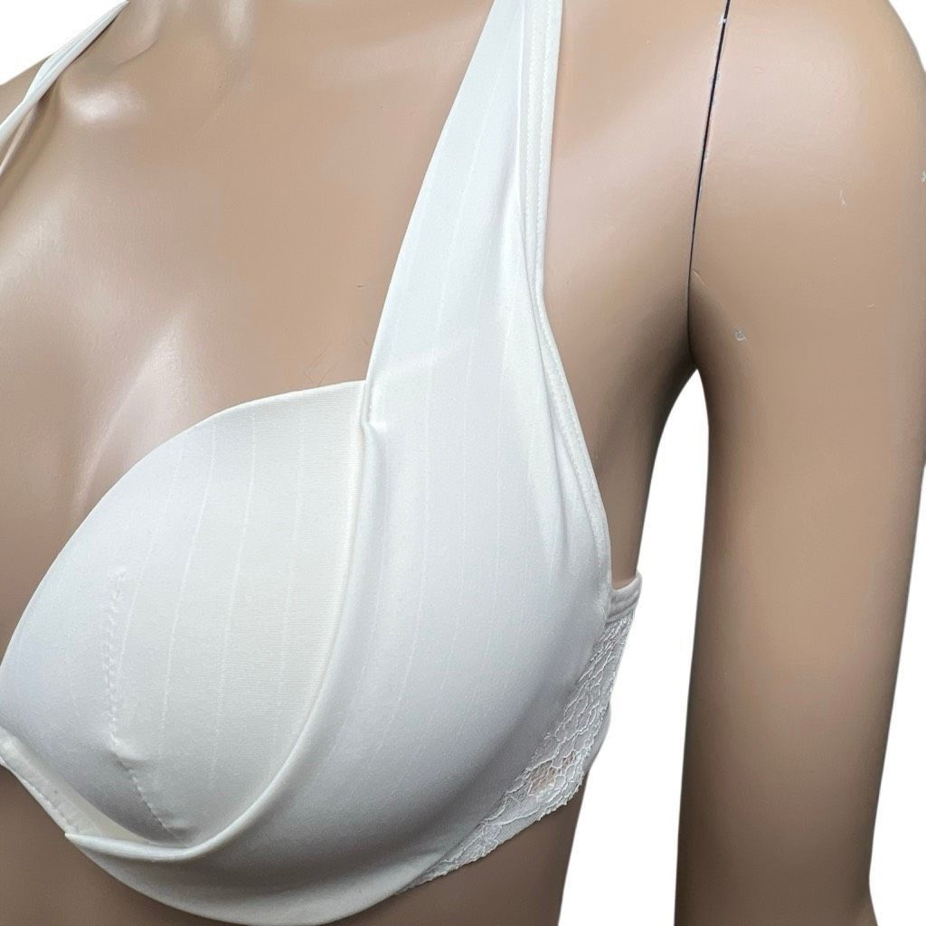 Wolford NWT Wolford Rachel Pinstripe Lace Back Push-Up Bra Ecru Whit Size ONE SIZE - 4 Thumbnail