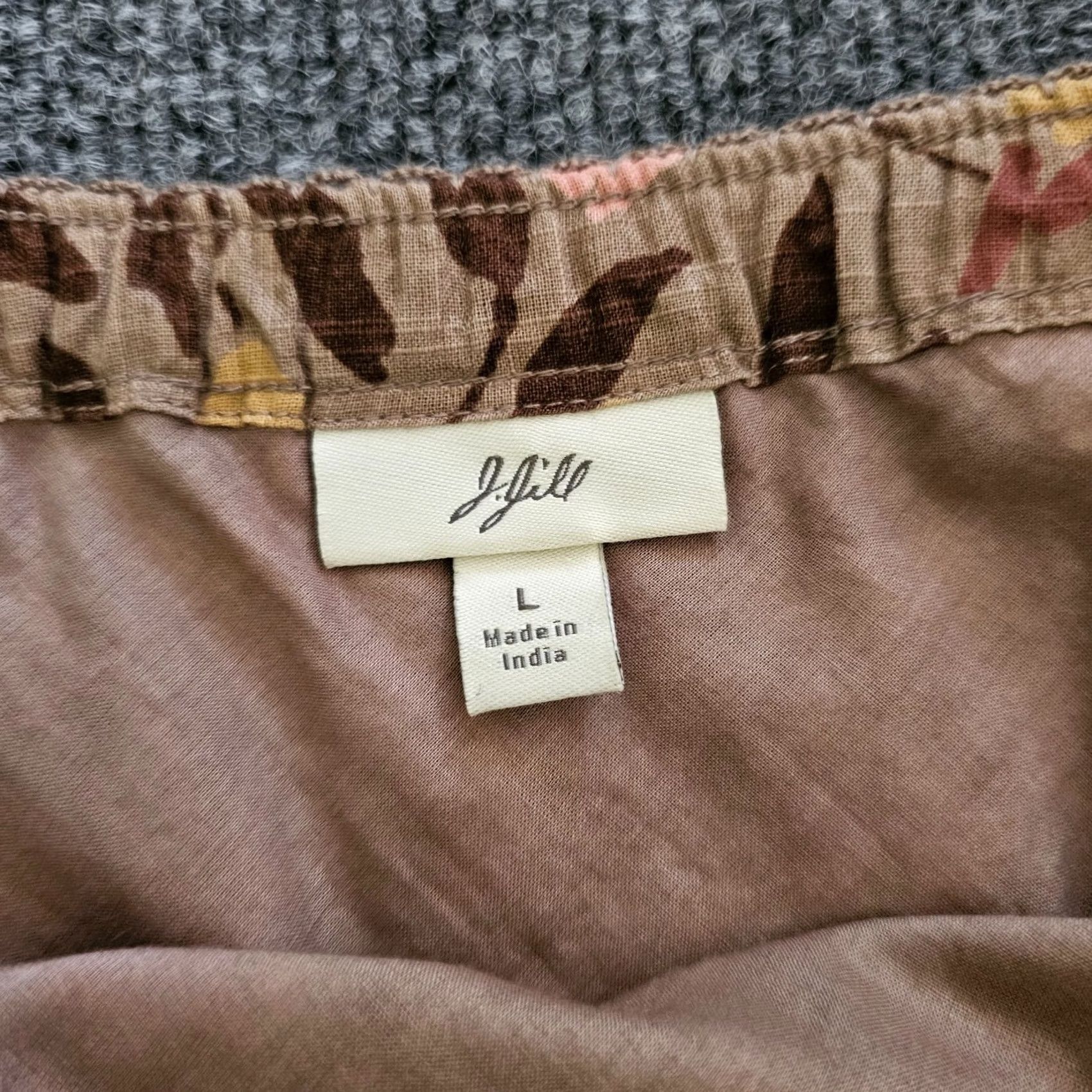 J. Jill J Jill Skirt Women Large Brown Beige Floral A-Line Lined Side Zip Career Size 36" / US 14 / IT 50 - 3 Thumbnail