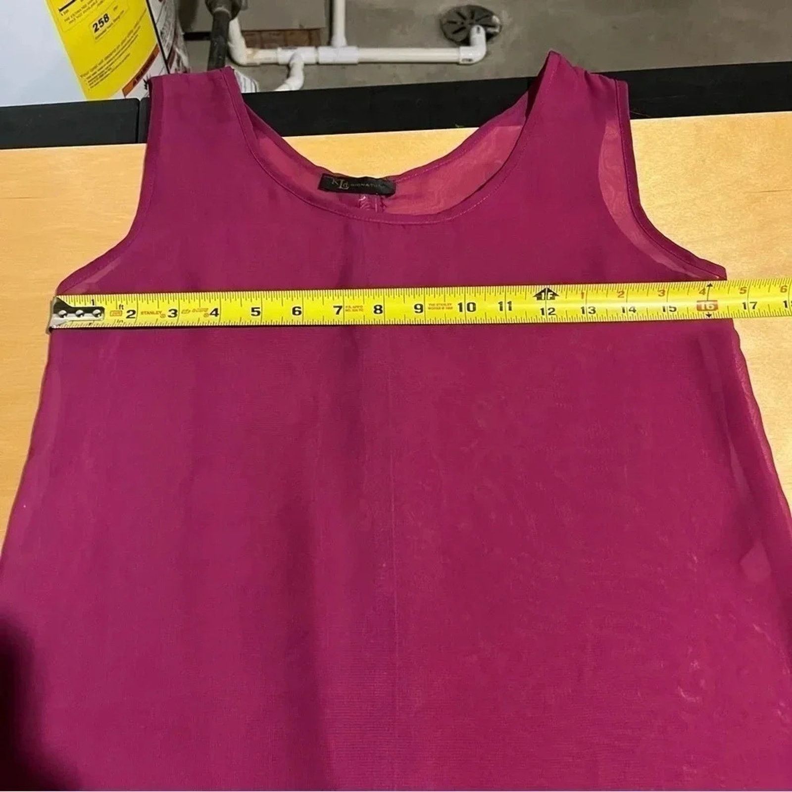 Other KLD Signature Magenta Sheer Tank Top Tunic Button Back Size S / US 4 / IT 40 - 5 Thumbnail