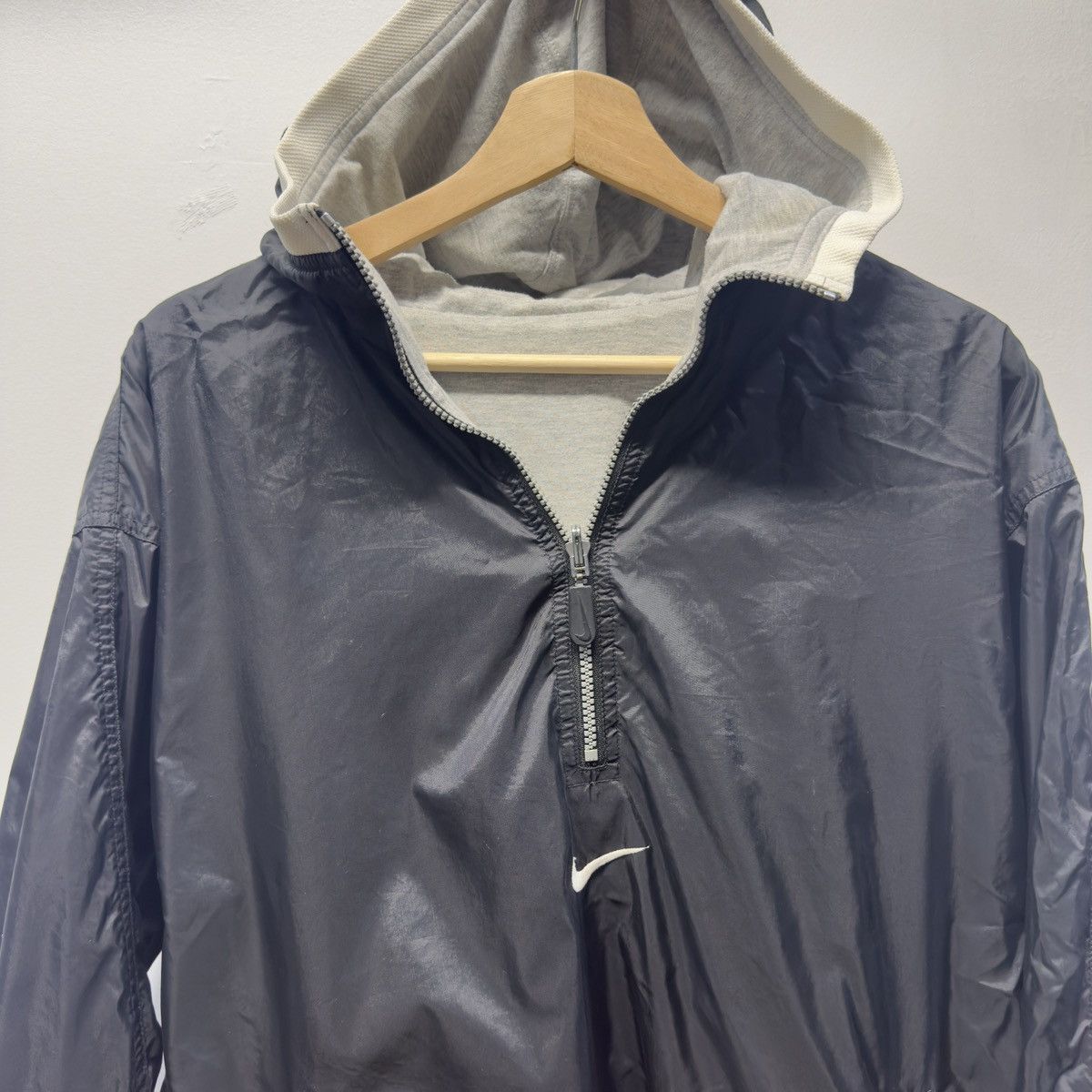 Nike Vintage Nike Reversible Black Nylon Cotton Windbreaker Size US M / EU 48-50 / 2 - 12 Thumbnail