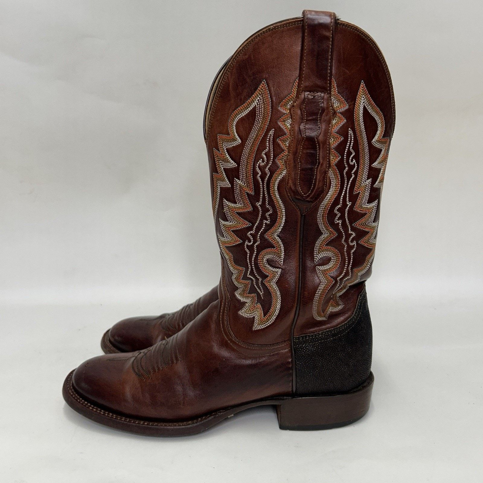 Lucchese Lucchese Shark Skin Square Toe Cowboy Boots “Brown” Size US 8 / EU 41 - 6 Thumbnail