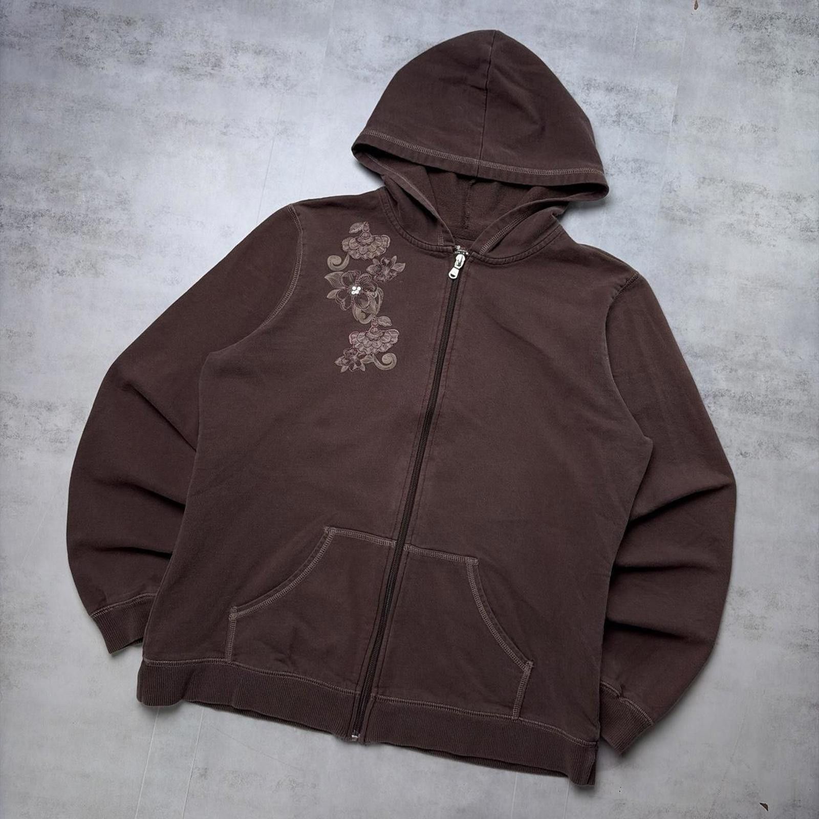 Other Y2K Brown SB Active Grunge Floral Zip Up Hoodie Size L / US 10 / IT 46 - 2 Thumbnail