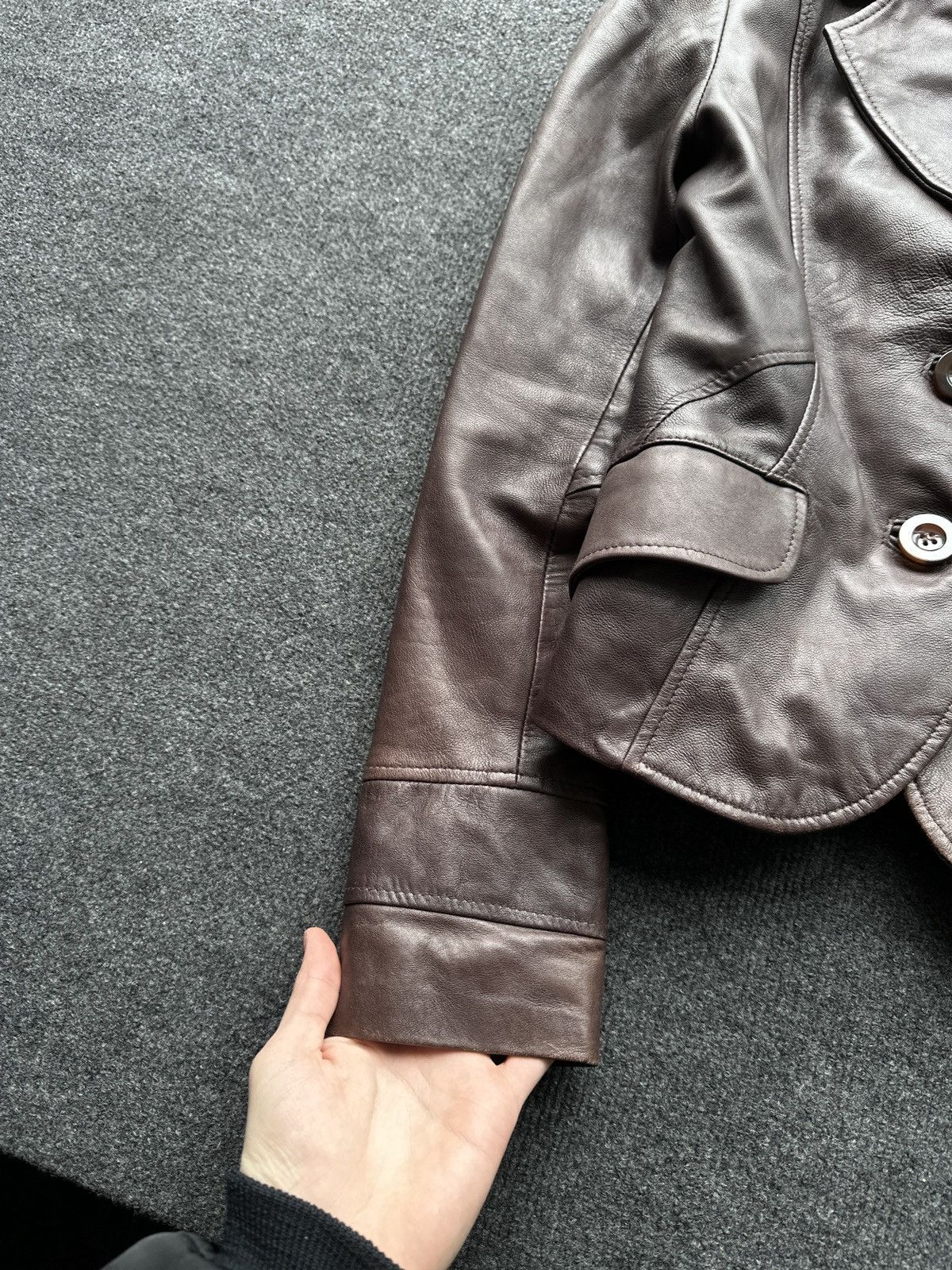 Leather 🚨 LEATHER BROWN BLAZER JACKET WOMEN LUXURY OLD MONEY Size M / US 6-8 / IT 42-44 - 3 Thumbnail