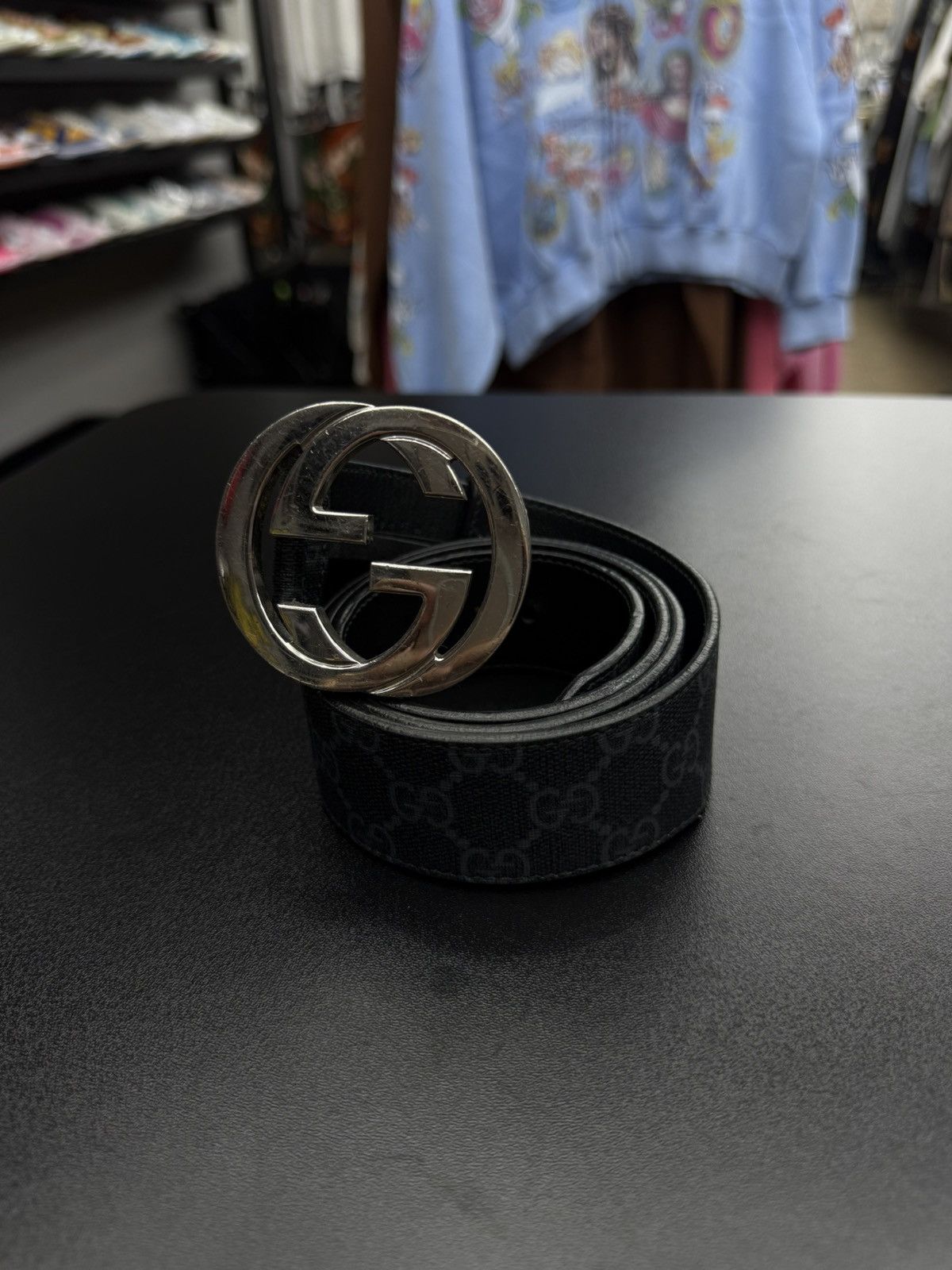 Gucci Gucci Black Monogram Belt Size 95/38 🧼 Size 38 - 1 Thumbnail