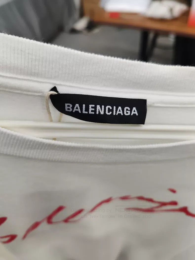 Balenciaga Balenciaga White Script Logo Short Sleeve T-Shirt Size US S / EU 44-46 / 1 - 2 Thumbnail