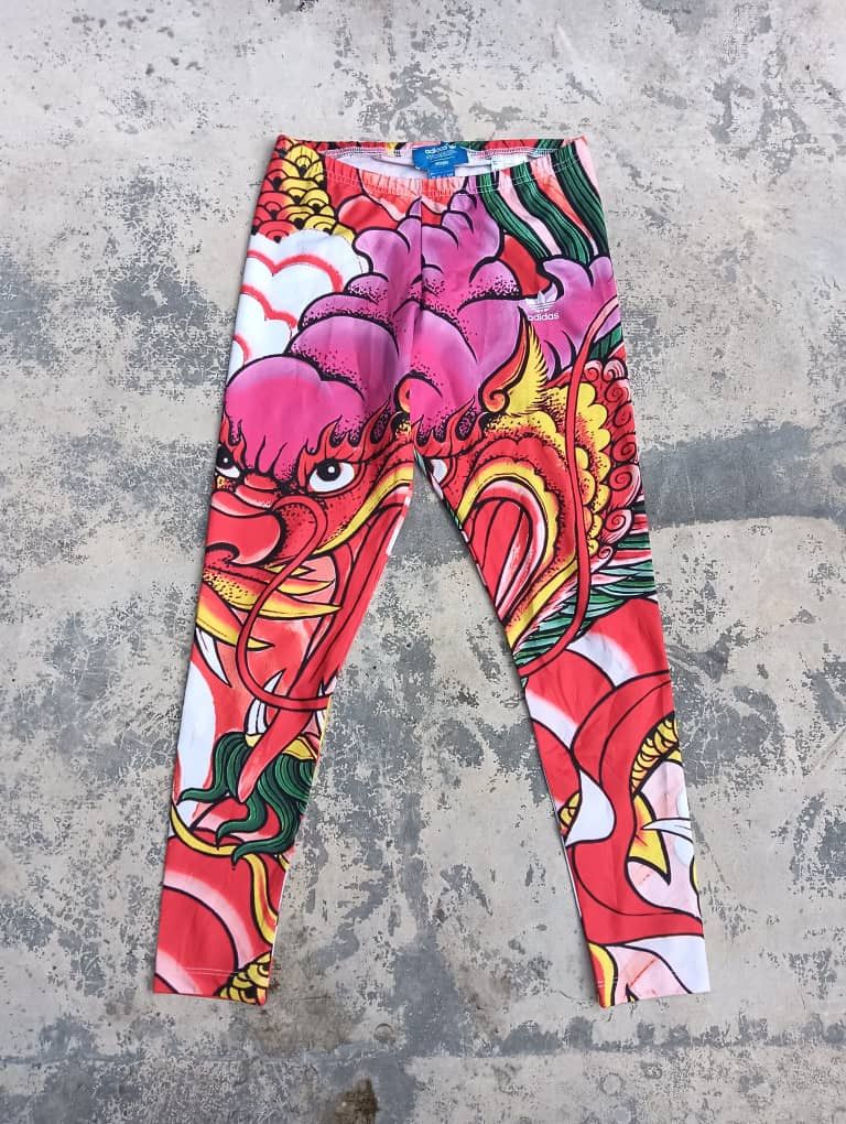 image of Adidas Originals Size S Rita Ora Leggings Dragon Print, Women's