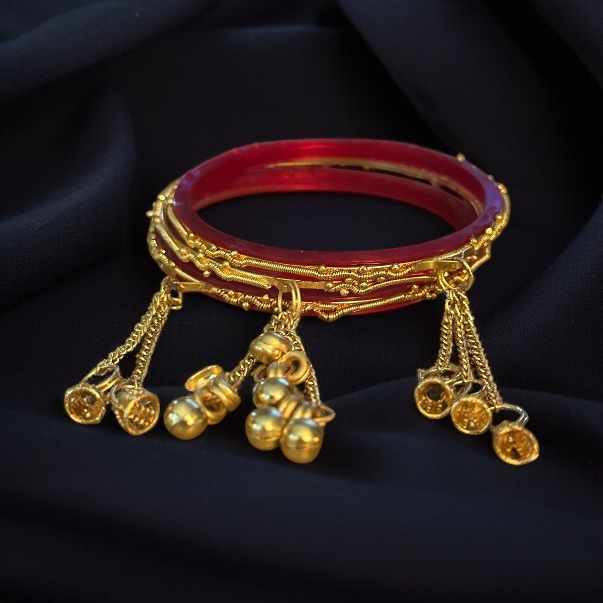 Other Red and gold Hindu Kajari bangle bracelets Size ONE SIZE - 1 Thumbnail