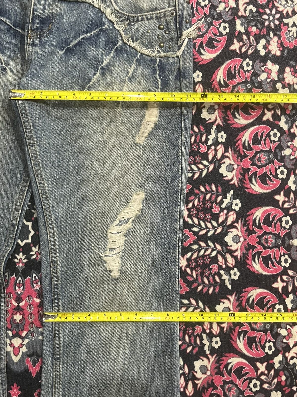 If Six Was Nine Japan Edge Rupert Spider Web Distressed Studded Flare Jeans Size US 34 / EU 50 - 14 Thumbnail