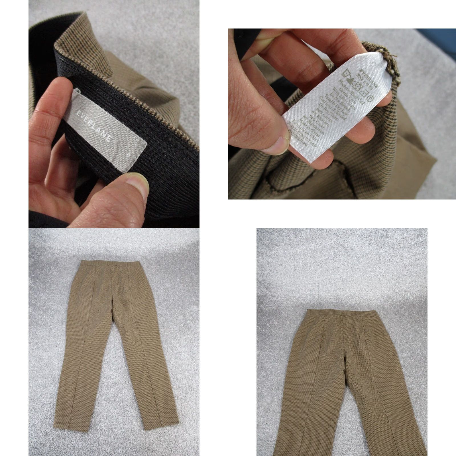 Everlane Everlane Dress Pants Womens 6 Brown Houndstooth Skinny Dress Pants Womens 6 Brown Check Knit Flat Front Cotton Spandex Zip Modern Womens Size 28" / US 6 / IT 42 - 8 Thumbnail