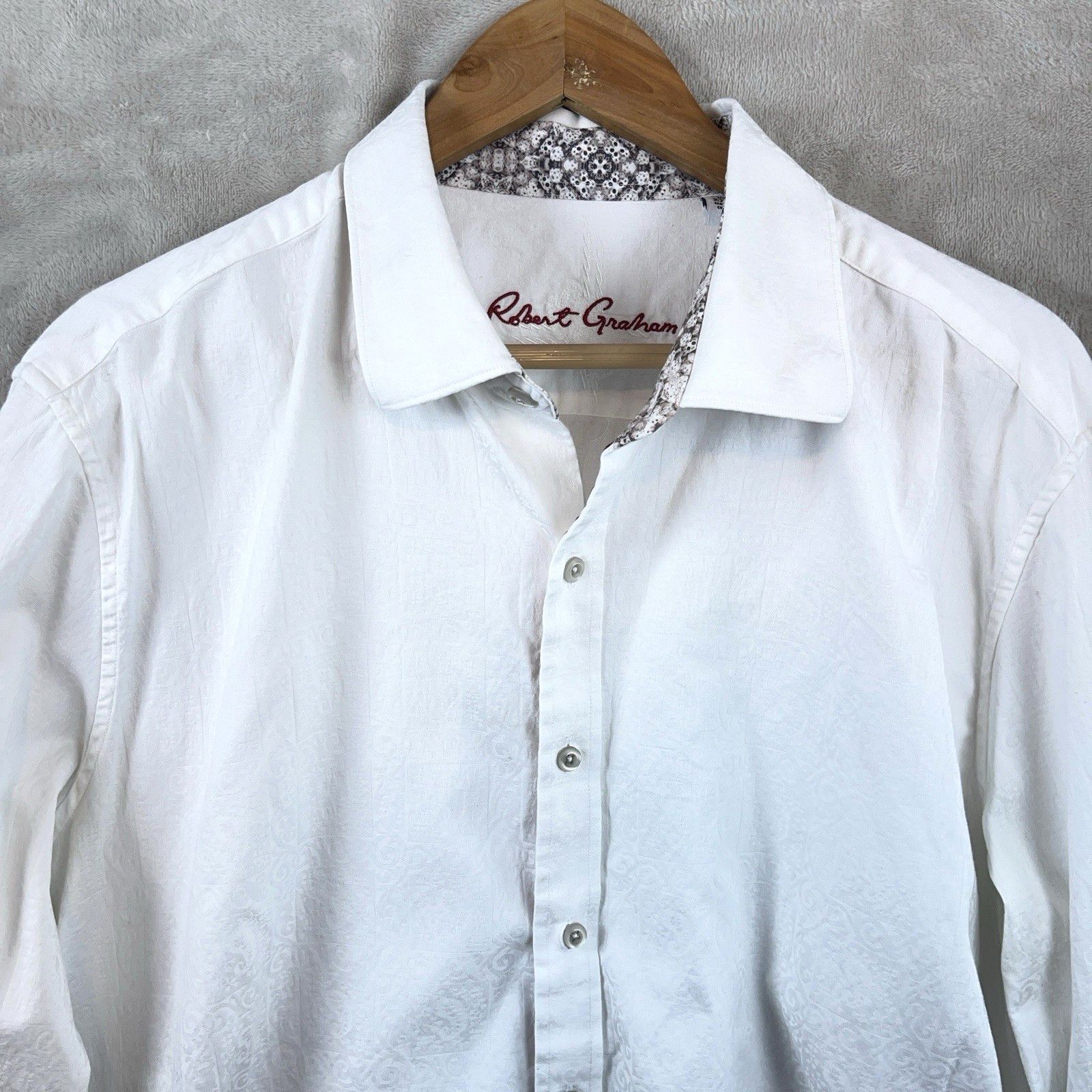 Robert Graham Robert Graham The Mark 2XL White Paisley Jacquard Shirt Size US XXL / EU 58 / 5 - 1 Thumbnail