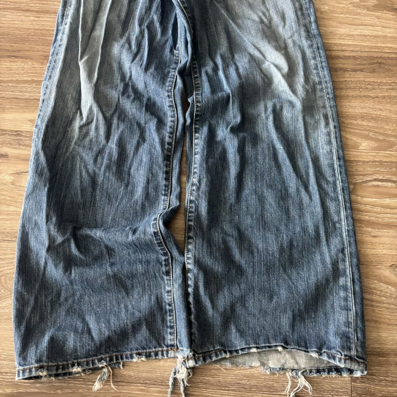 Japanese Brand Crazy Vintage Y2K/2000s Baggy Dark Wash Grunge Distressed Skater Denim Jeans! Size US 34 / EU 50 - 6 Thumbnail